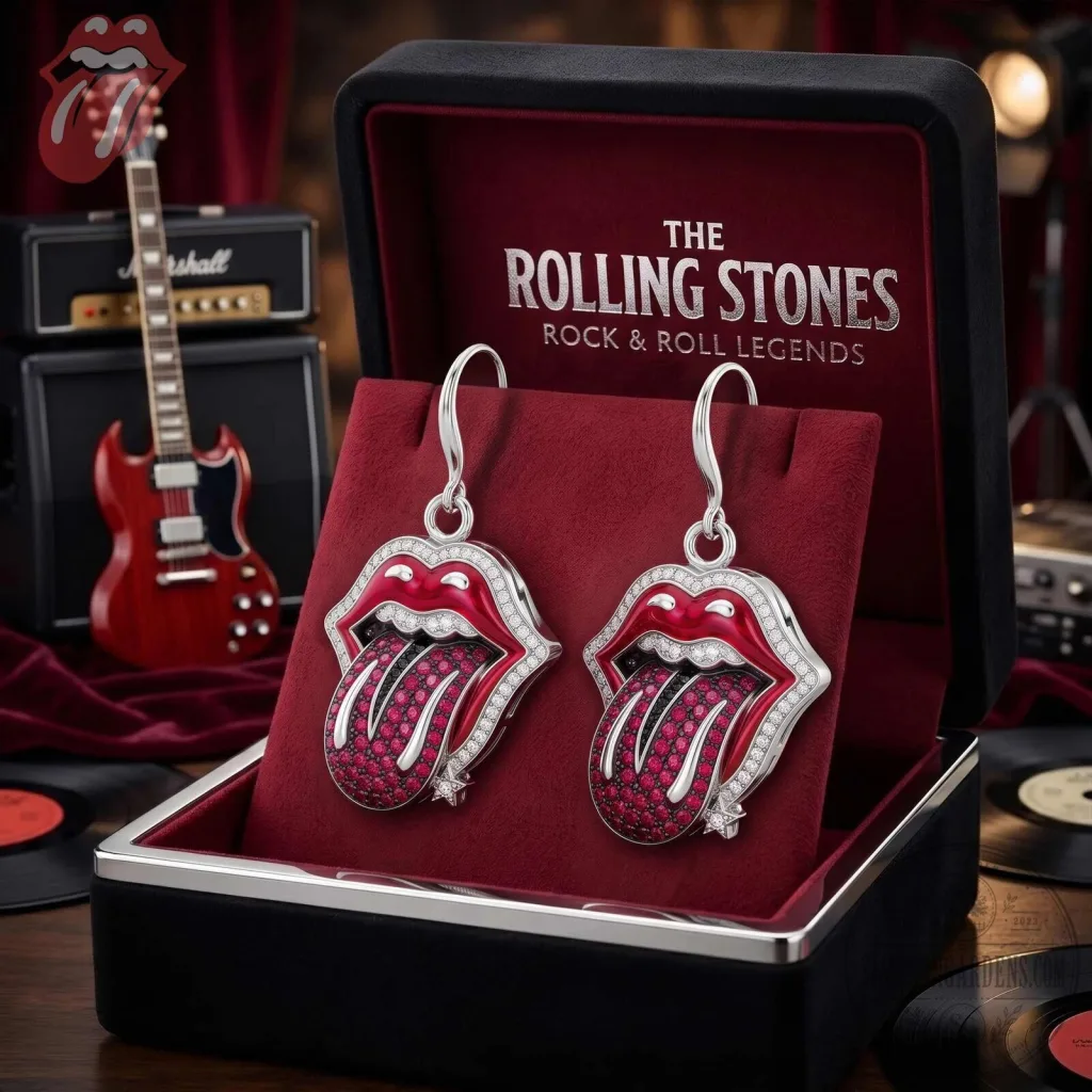 The Rolling Stones Red Tongue Logo Drop Earrings for Women, Rock and Roll Legends Jewelry The Rolling Stones Red Tongue Logo Drop Earrings for Women, Rock and Roll Legends Jewelry