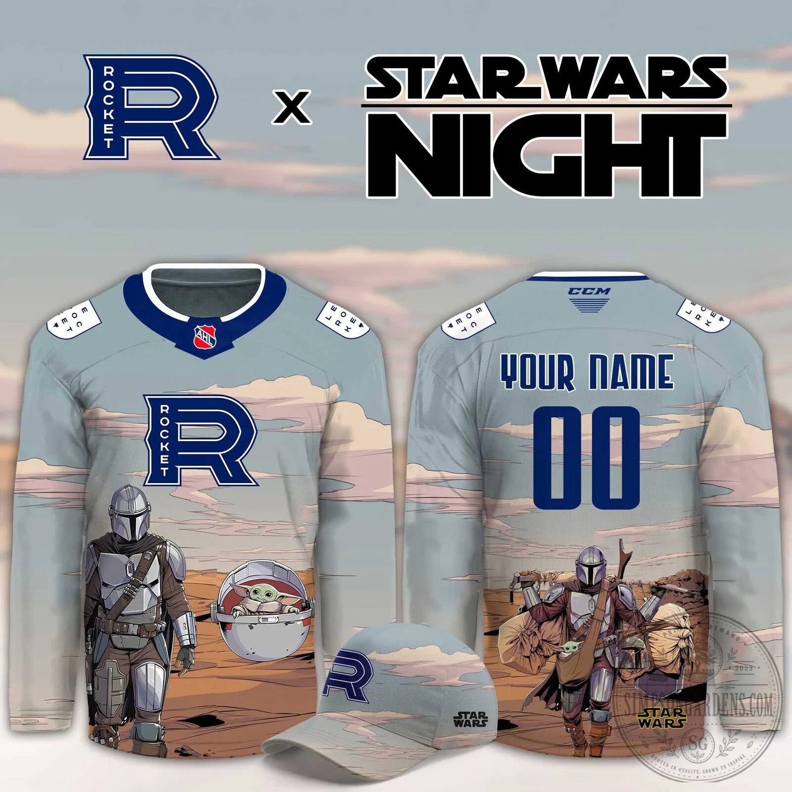 Laval Rocket Star Wars Night The Mandalorian Grogu Hockey Jersey