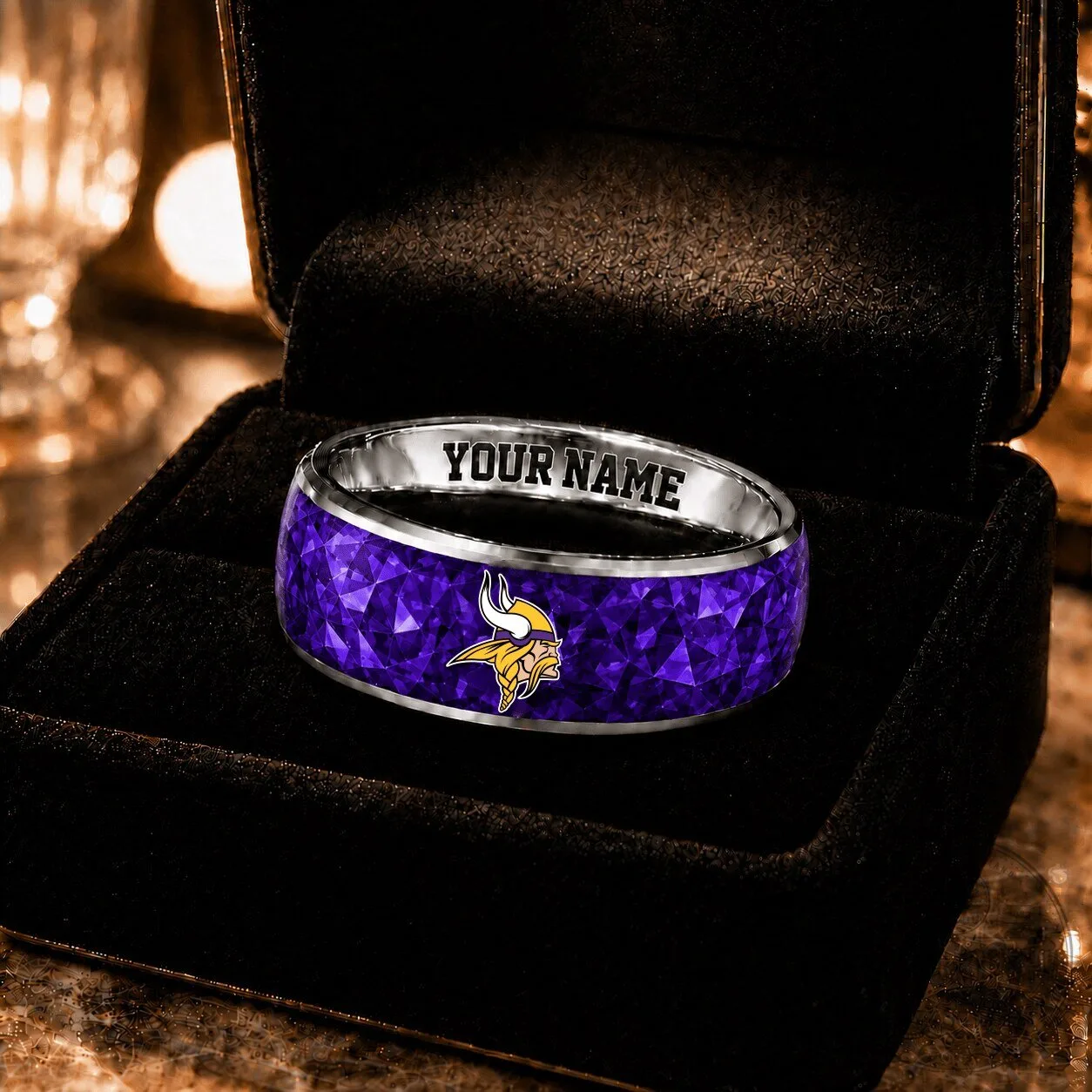 Minnesota Vikings NFL Football Team Custom Name Engraved Purple Ring 2 Minnesota Vikings NFL Football Team Custom Name Engraved Purple Ring