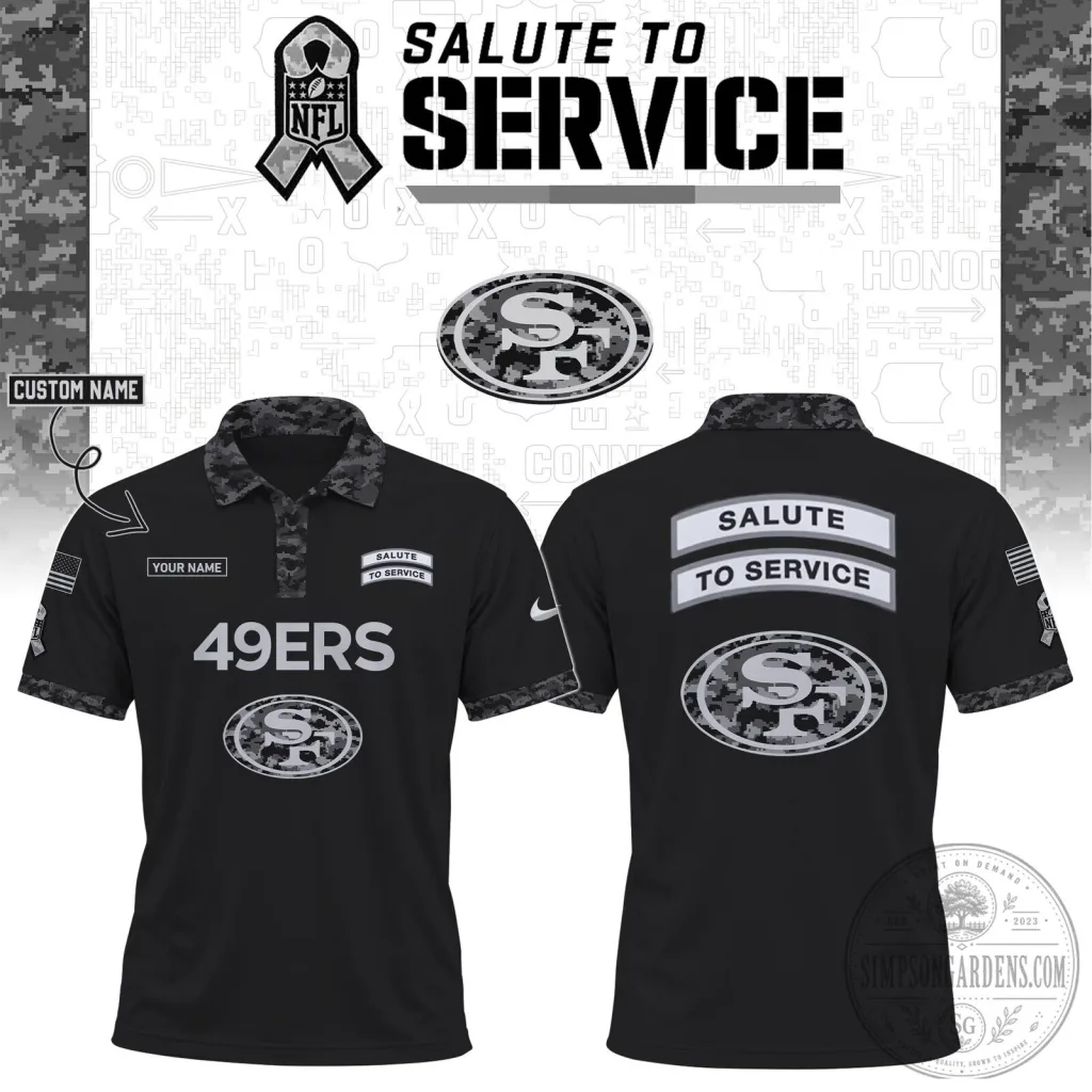 San Francisco 49ers Salute To Service Black Polo Shirt San Francisco 49ers Salute To Service Black Polo Shirt