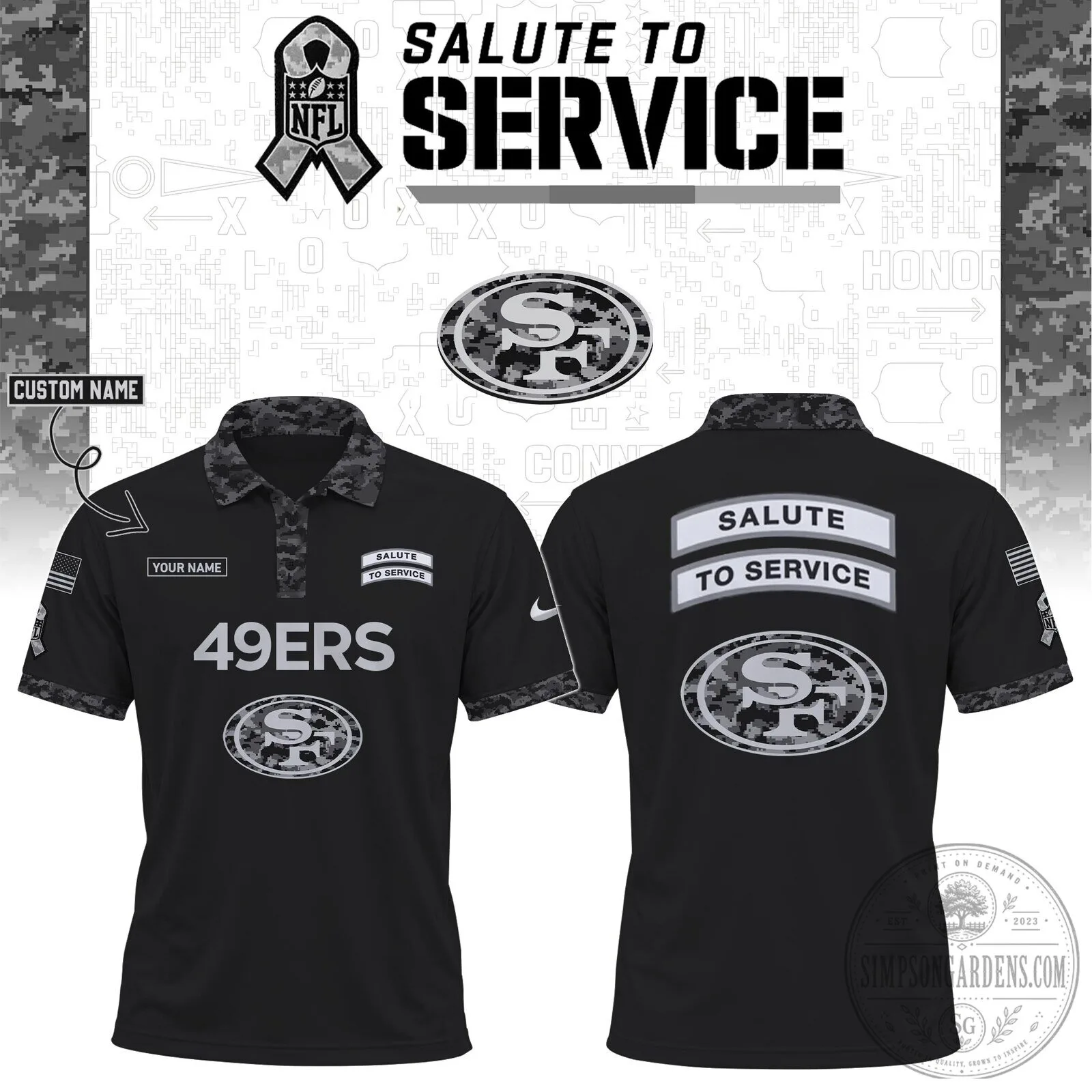 San Francisco 49ers Salute To Service Black Polo Shirt