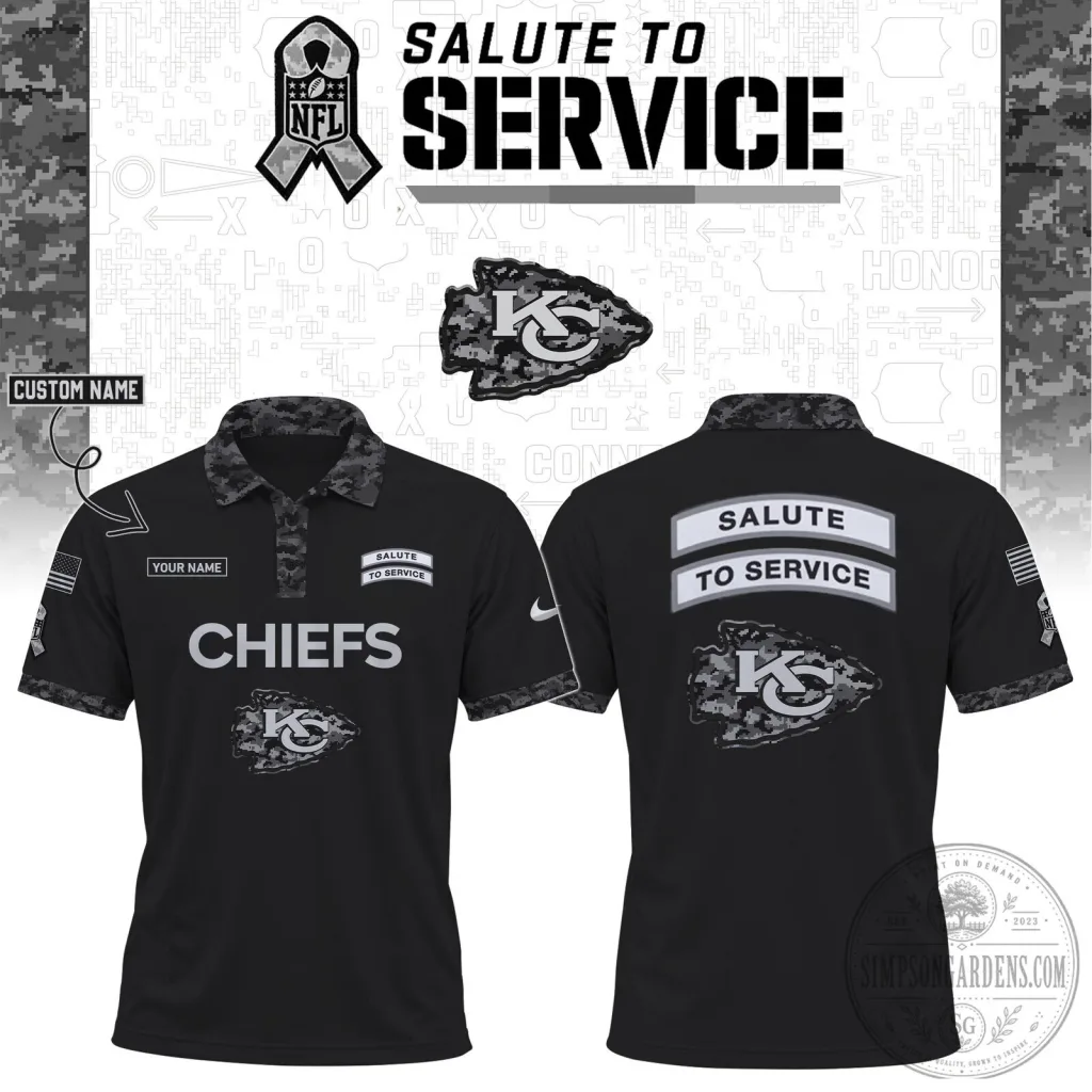 Kansas City Chiefs Black Salute To Service Polo Shirt Kansas City Chiefs Black Salute To Service Polo Shirt