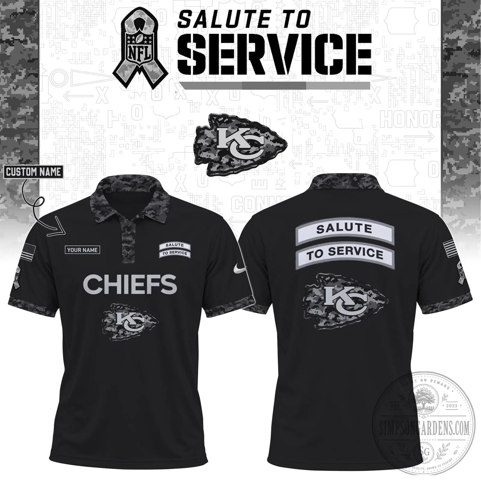 Kansas City Chiefs Black Salute To Service Polo Shirt 5 Kansas City Chiefs Black Salute To Service Polo Shirt
