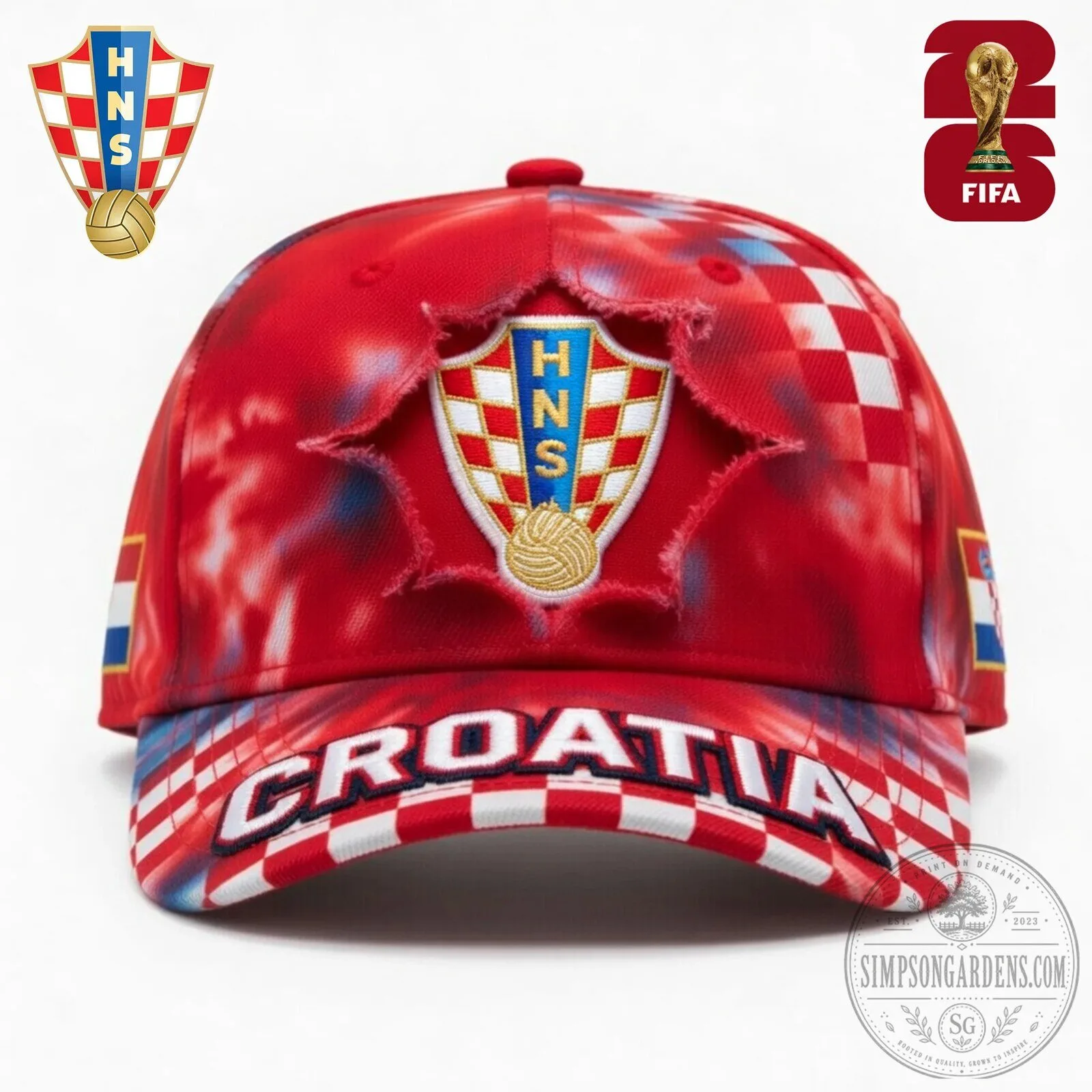 Croatia National Football Team Classic Red Baseball Cap Hat
