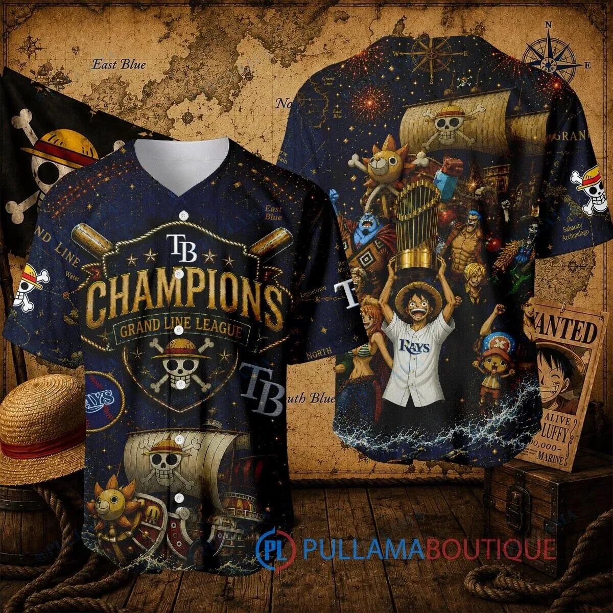 Tampa Bay Rays Baseball One Piece Luffy Champions Baseball Jersey