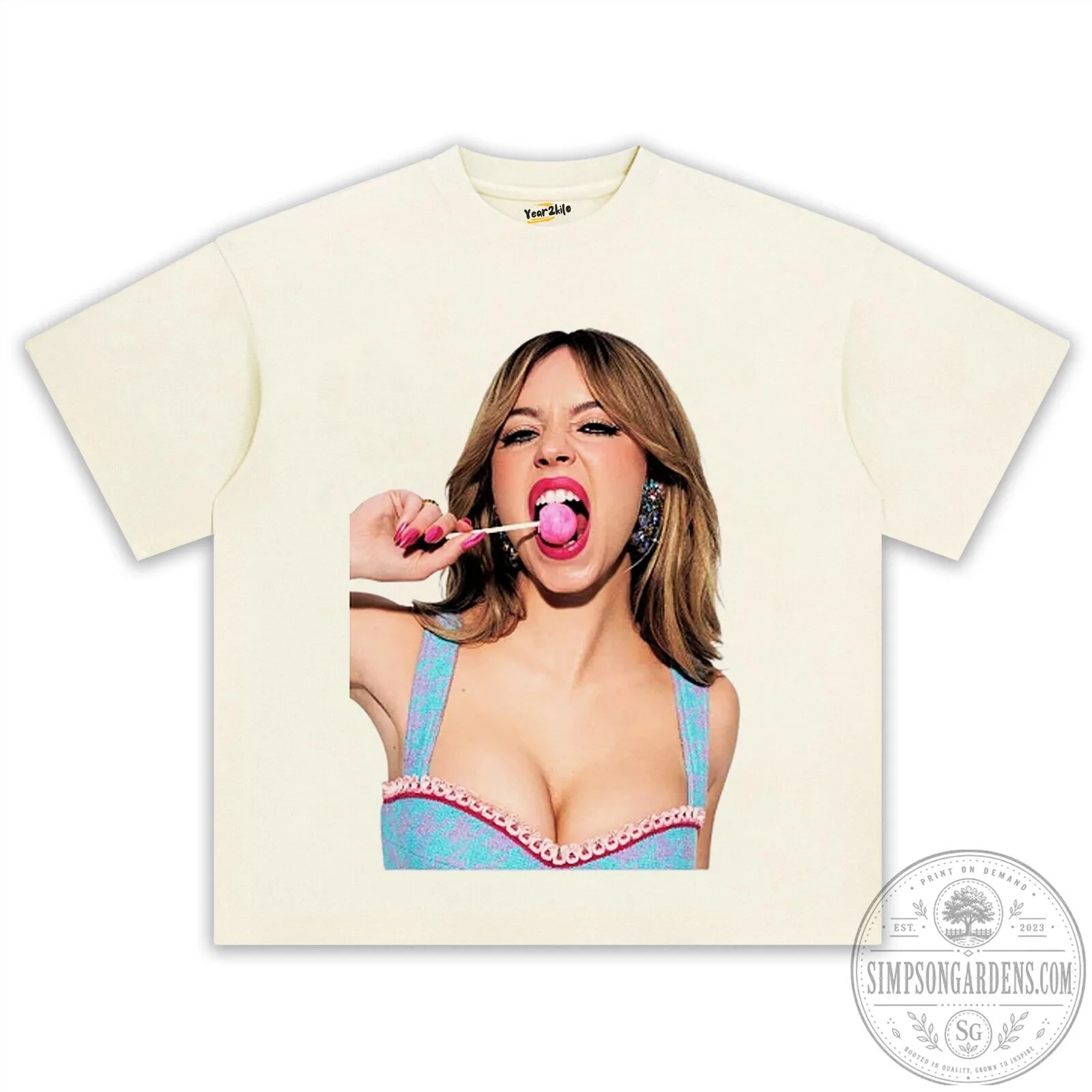 Sydney Sweeney Lollipop Black Graphic T-Shirt 17 Sydney Sweeney Lollipop Black Graphic T-Shirt