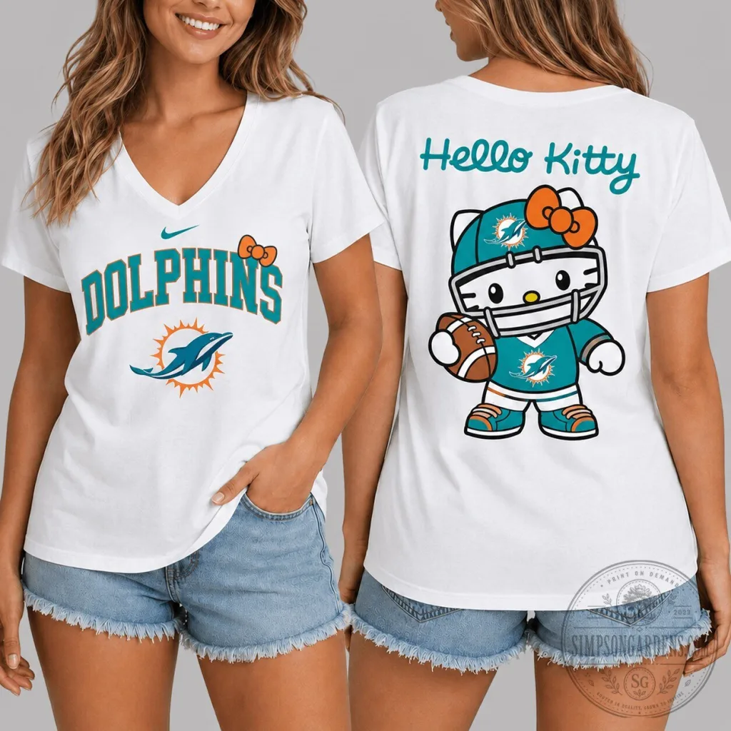 Miami Dolphins Hello Kitty Football Fan T-Shirt for Women Miami Dolphins Hello Kitty Football Fan T-Shirt for Women