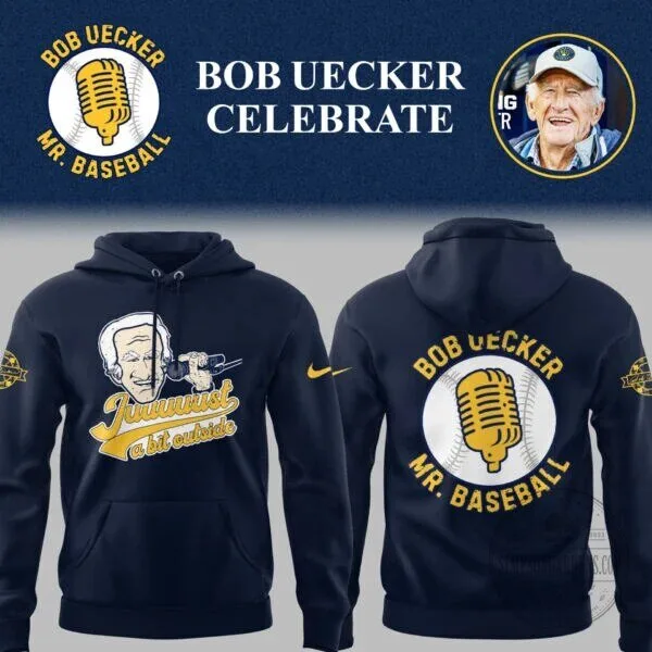 Mr. Baseball Hoodie featuring Bob Uecker and Milwaukee Brewers Design 6 Mr. Baseball Hoodie featuring Bob Uecker and Milwaukee Brewers Design