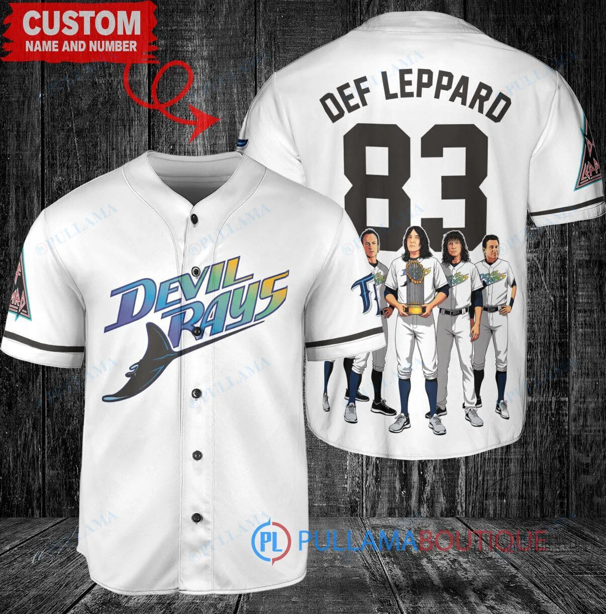 Tampa Bay Rays Baseball Def Leppard World Series Trophy Custom Baseball Jersey