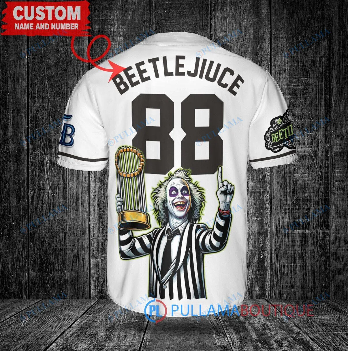 Tampa Bay Rays Baseball Beetlejuice World Series Trophy Custom Baseball Jersey