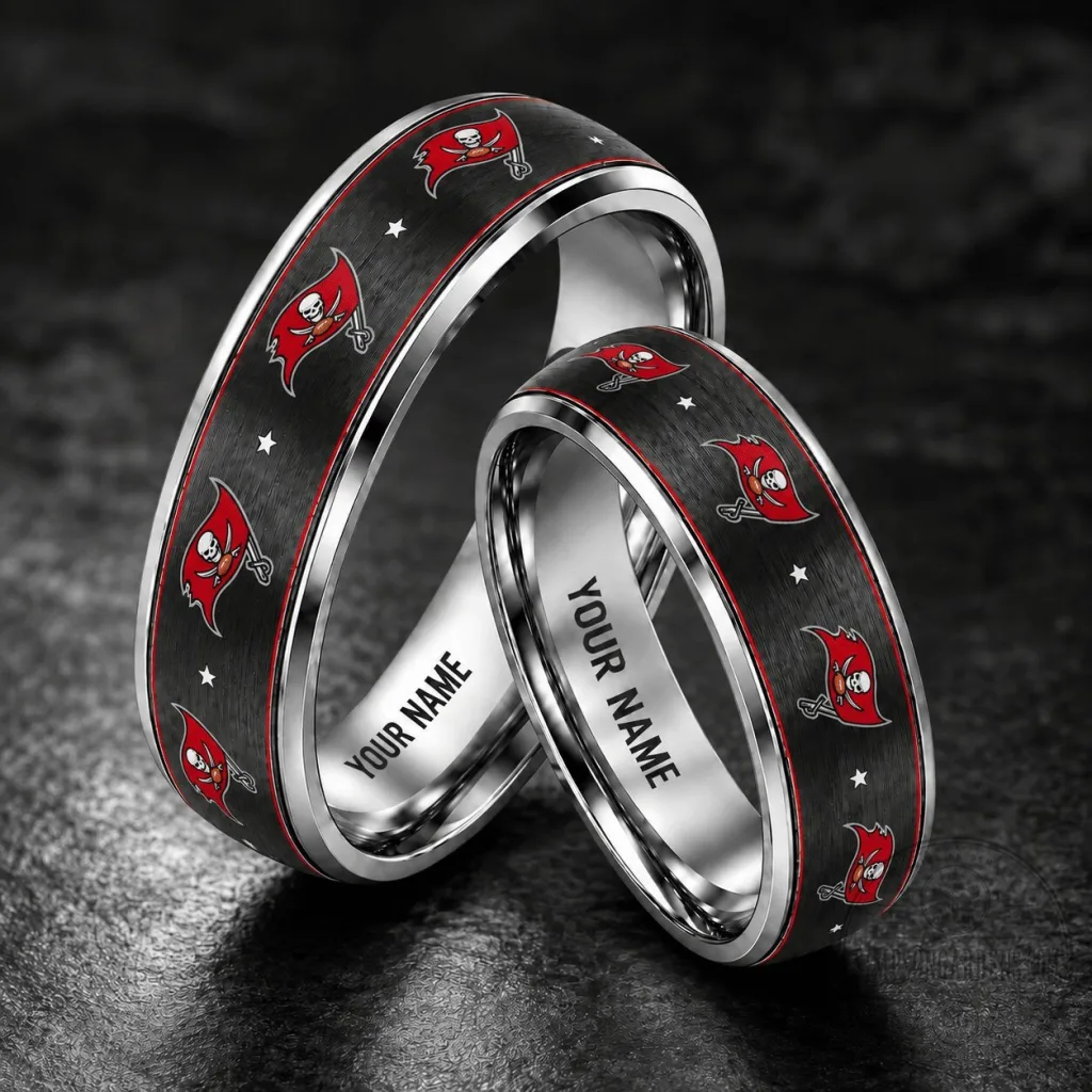 Tampa Bay Buccaneers Personalized Silver Tungsten Ring Tampa Bay Buccaneers Personalized Silver Tungsten Ring