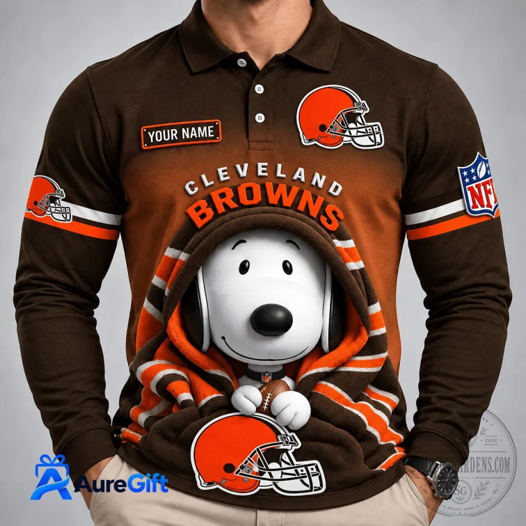 Cleveland Browns Snoopy Christmas Kick Off Personalized Long Sleeve Polo Shirt Cleveland Browns Snoopy Christmas Kick Off Personalized Long Sleeve Polo Shirt