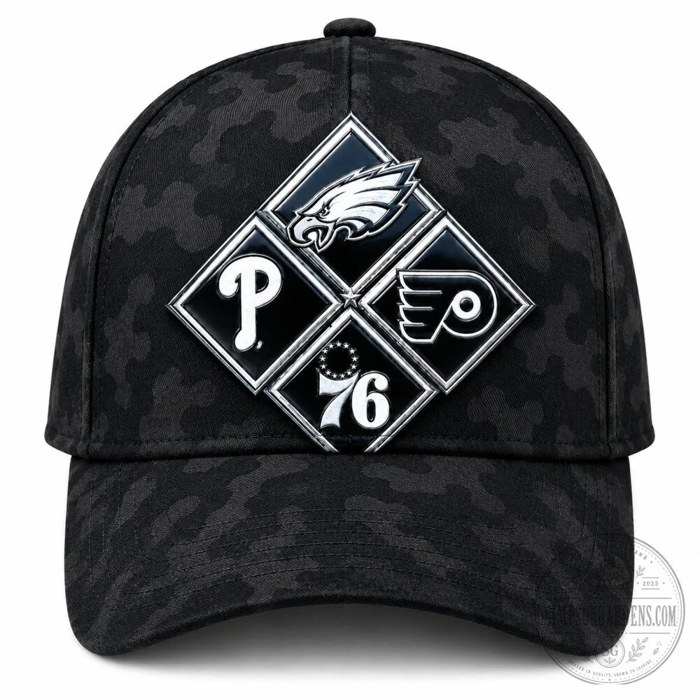 Philadelphia Sports Teams Diamond Logo Black Camouflage Classic Baseball Cap Hat