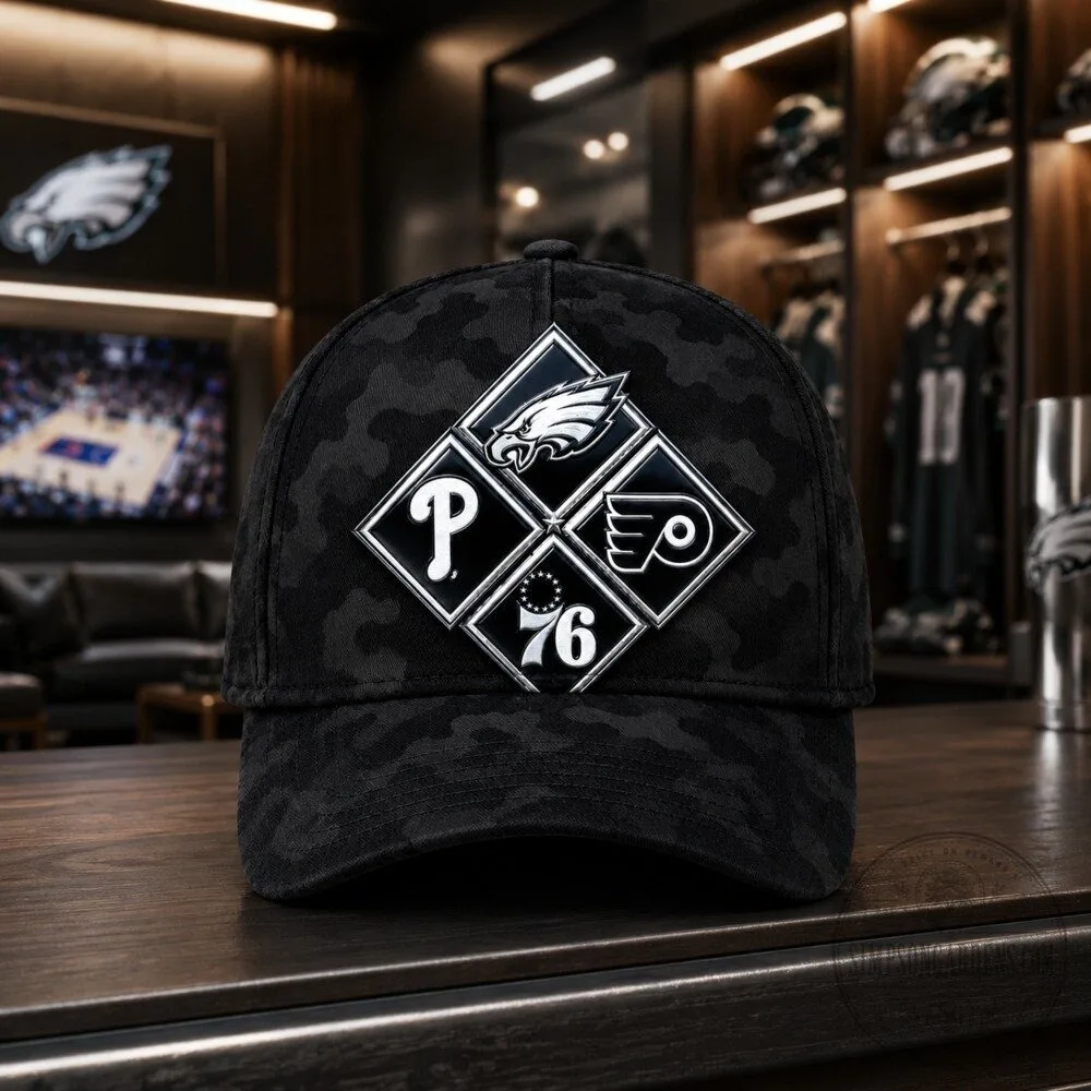 Philadelphia Sports Teams Diamond Logo Black Camouflage Classic Baseball Cap Hat 16 Philadelphia Sports Teams Diamond Logo Black Camouflage Classic Baseball Cap Hat