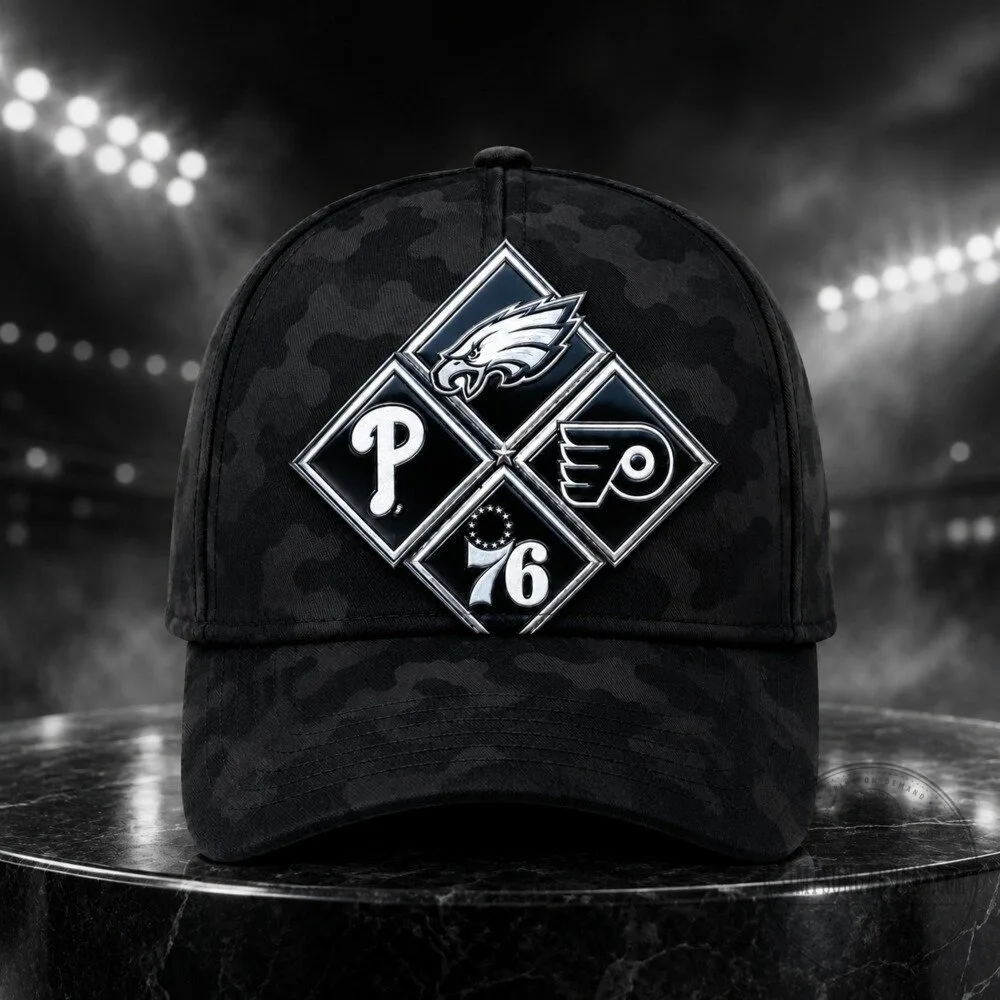 Philadelphia Sports Teams Diamond Logo Black Camouflage Classic Baseball Cap Hat 17 Philadelphia Sports Teams Diamond Logo Black Camouflage Classic Baseball Cap Hat