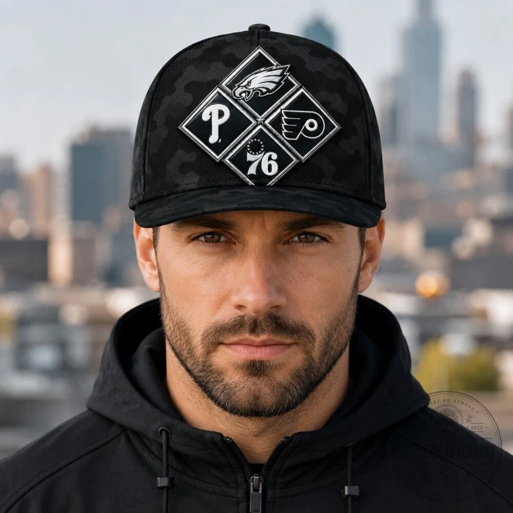 Philadelphia Sports Teams Diamond Logo Black Camouflage Classic Baseball Cap Hat 18 Philadelphia Sports Teams Diamond Logo Black Camouflage Classic Baseball Cap Hat