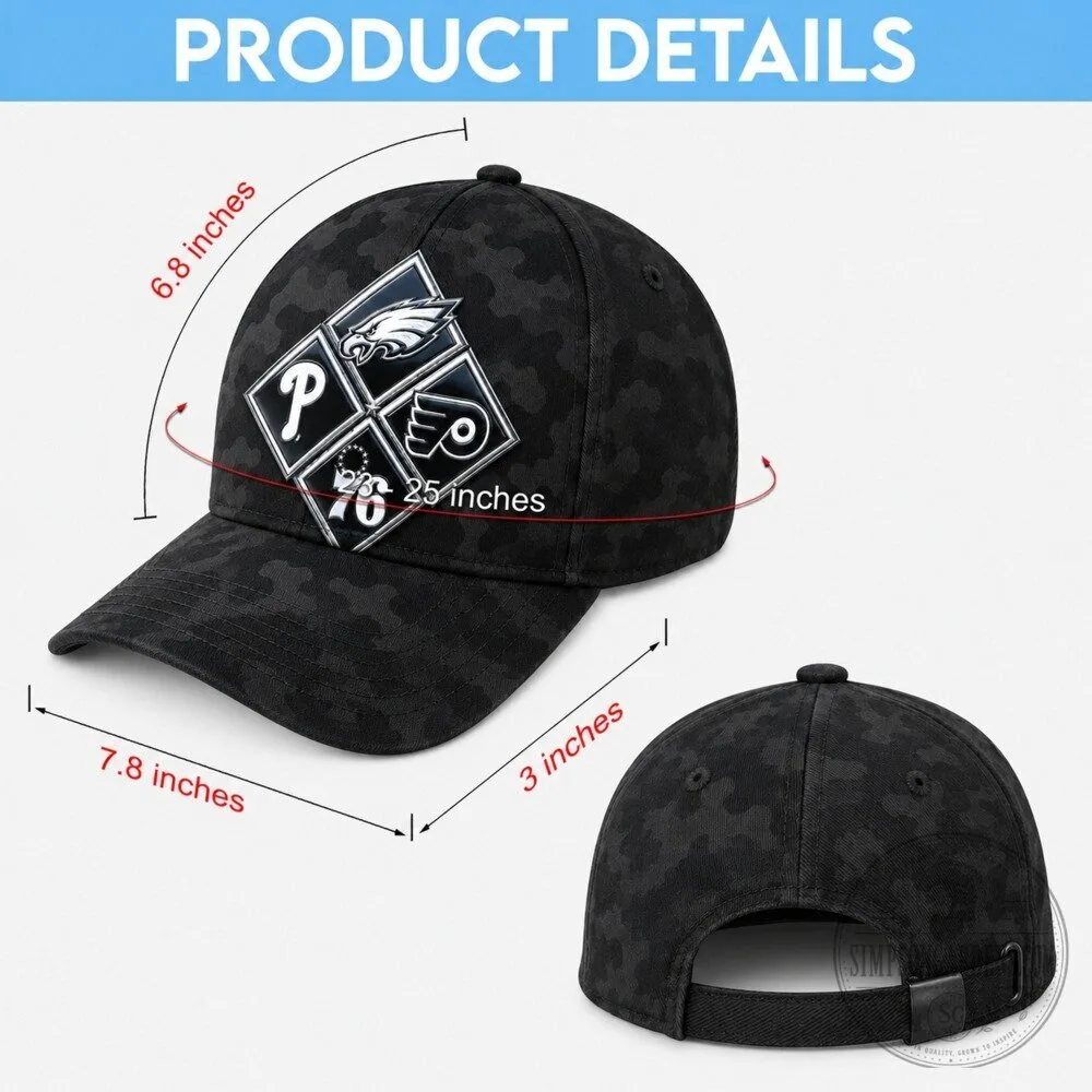 Philadelphia Sports Teams Diamond Logo Black Camouflage Classic Baseball Cap Hat 21 Philadelphia Sports Teams Diamond Logo Black Camouflage Classic Baseball Cap Hat