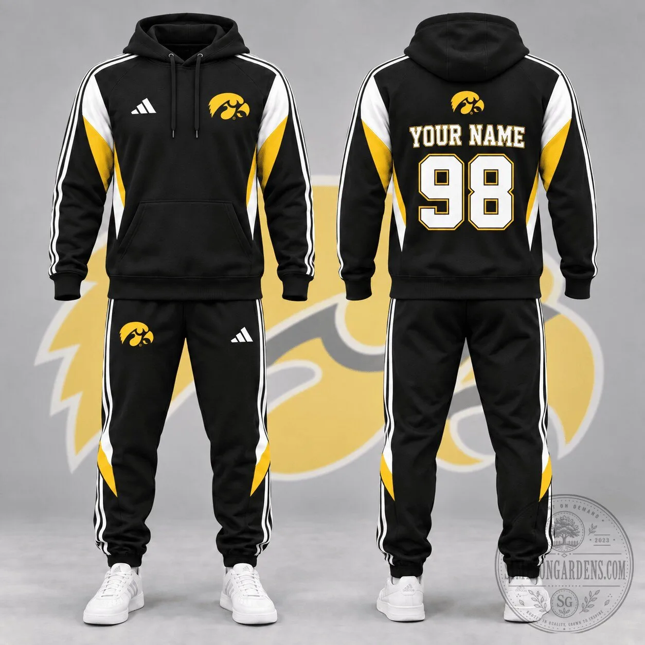Iowa Hawkeyes Personalized Spirit Hoodie and Jogger Tracksuit