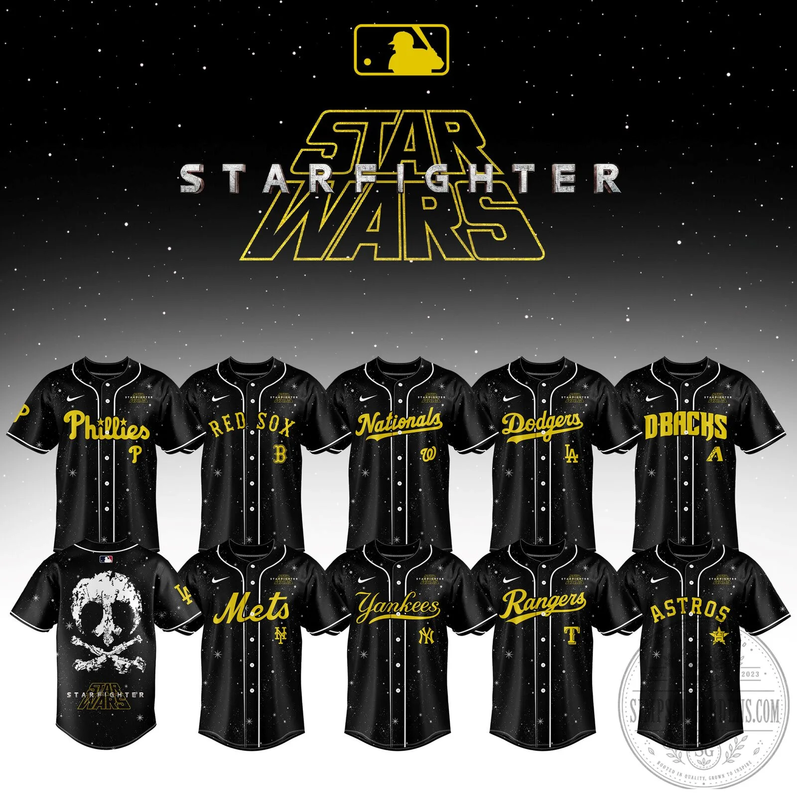 Star Wars Starfighter Major League Baseball Black Edition Baseball Jersey 1 Star Wars Starfighter Major League Baseball Black Edition Baseball Jersey