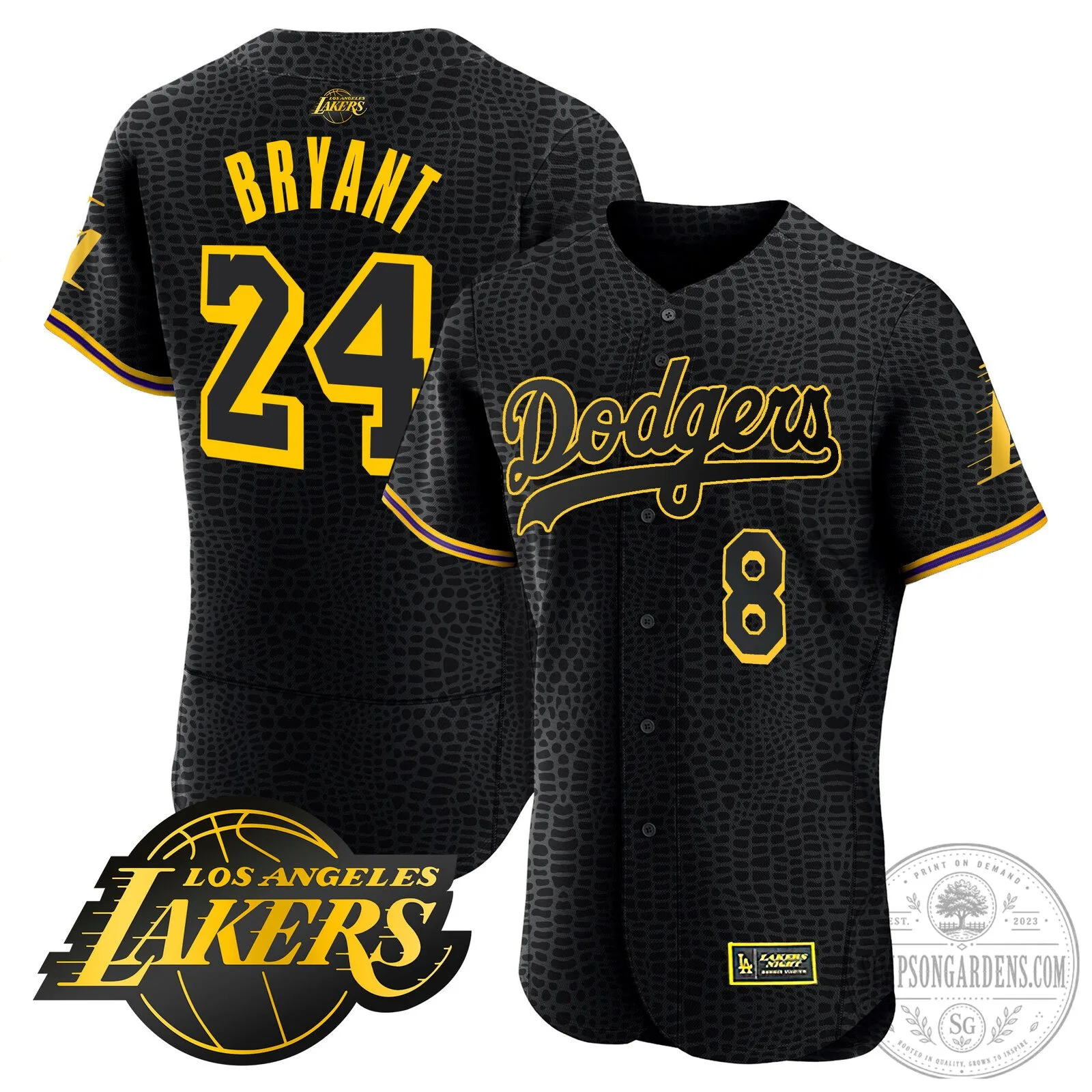 Los Angeles Dodgers Kobe Bryant Black Mamba Edition Baseball Jersey