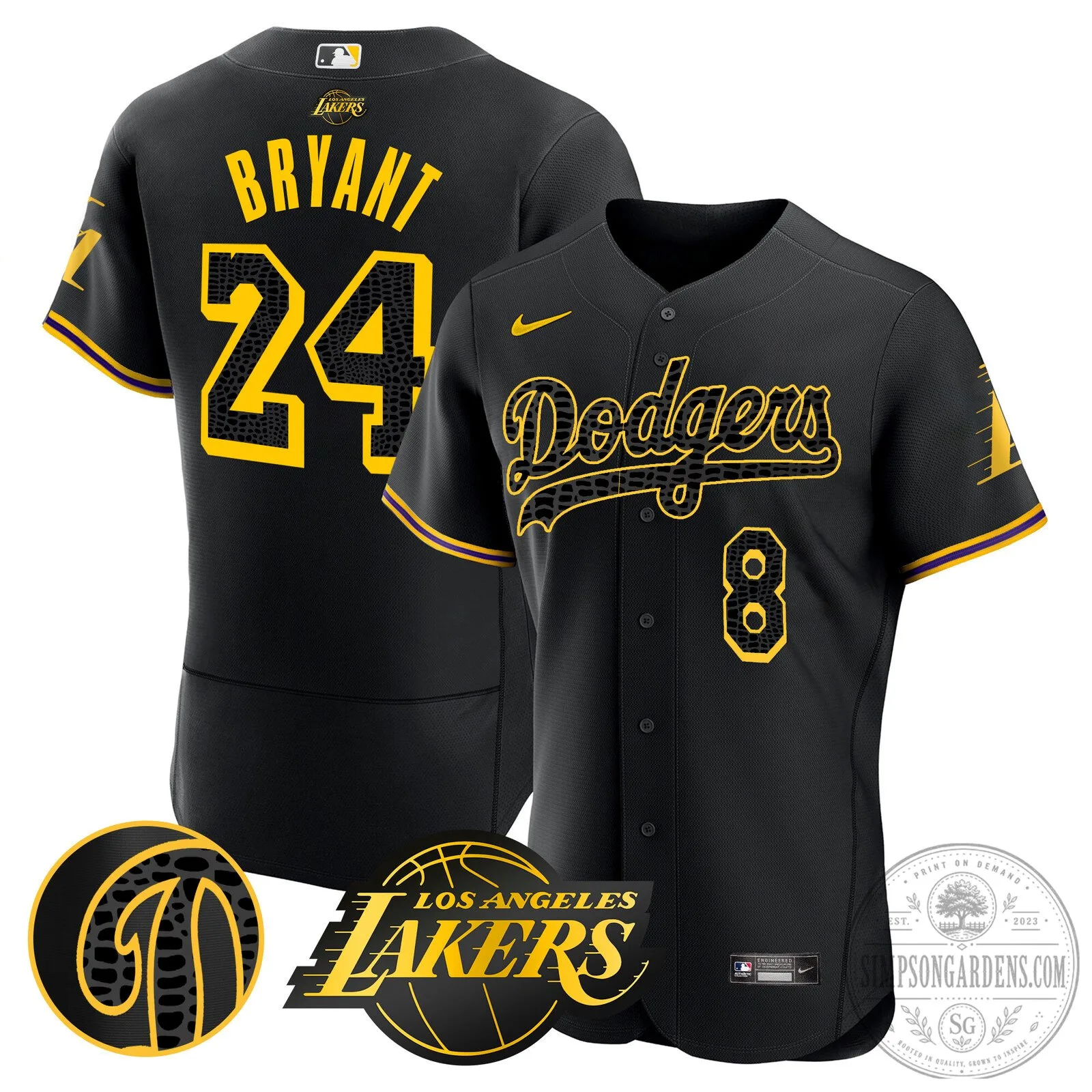 Los Angeles Dodgers Kobe Bryant Black Mamba Edition Baseball Jersey 92 Los Angeles Dodgers Kobe Bryant Black Mamba Edition Baseball Jersey