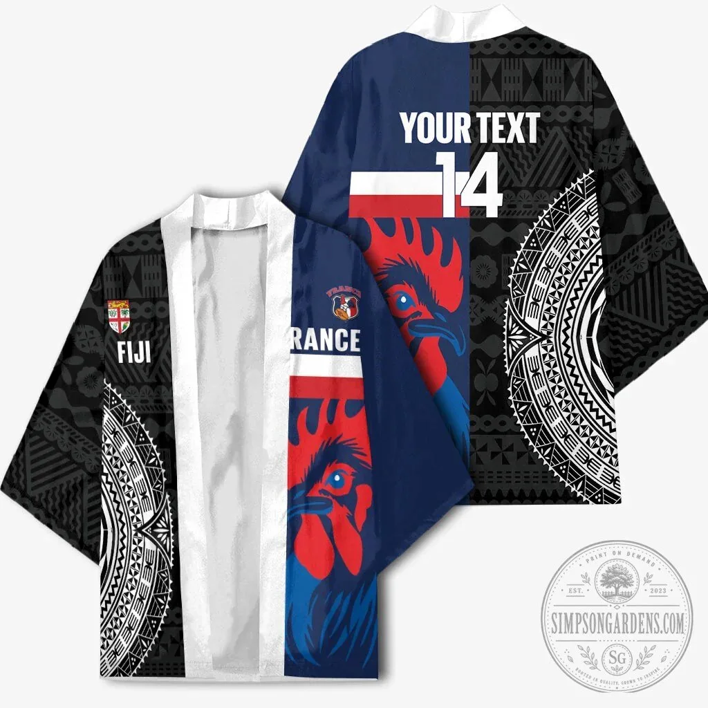 Fiji Rugby and France Rugby Flying Fijian Les Bleus Kimono Cardigan 10 Fiji Rugby and France Rugby Flying Fijian Les Bleus Kimono Cardigan