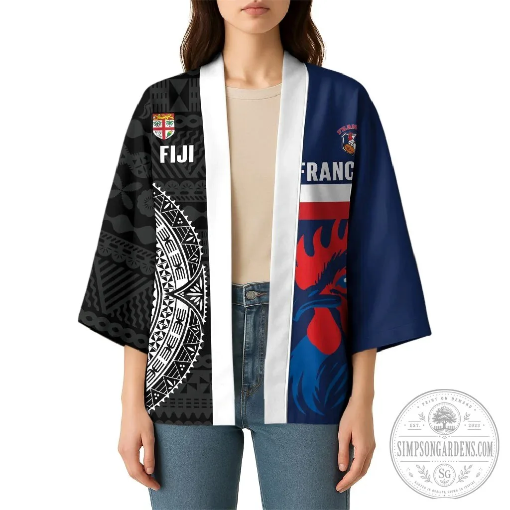 Fiji Rugby and France Rugby Flying Fijian Les Bleus Kimono Cardigan 12 Fiji Rugby and France Rugby Flying Fijian Les Bleus Kimono Cardigan