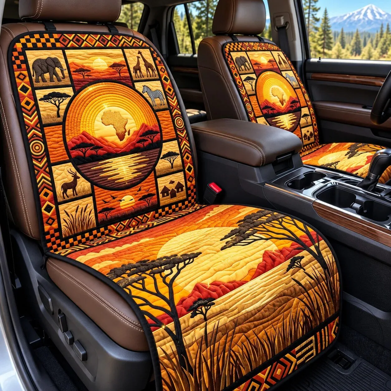 Safari Sunset Quilted Car Seat Cover Protector