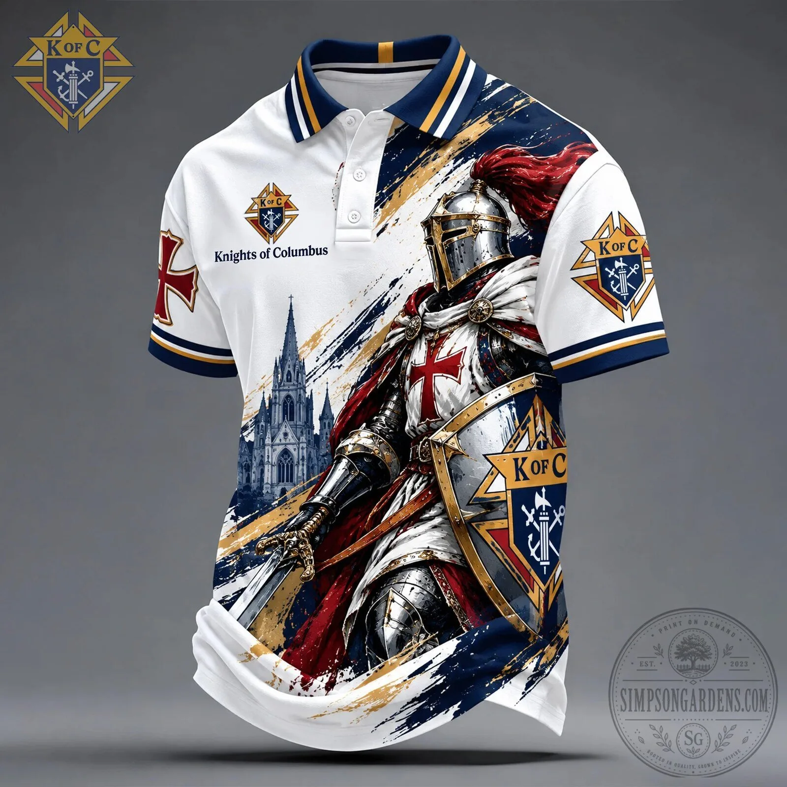 Crusader Polo Shirt - Medieval Knight Templar from Knights of Columbus