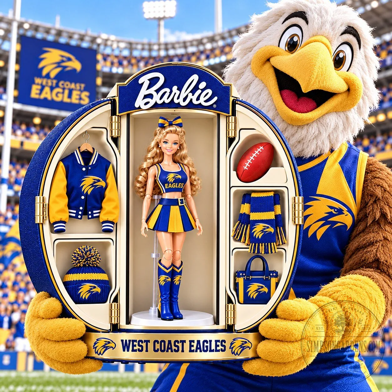 West Coast Eagles Barbie Doll with Football Team Uniform and Accessories Set