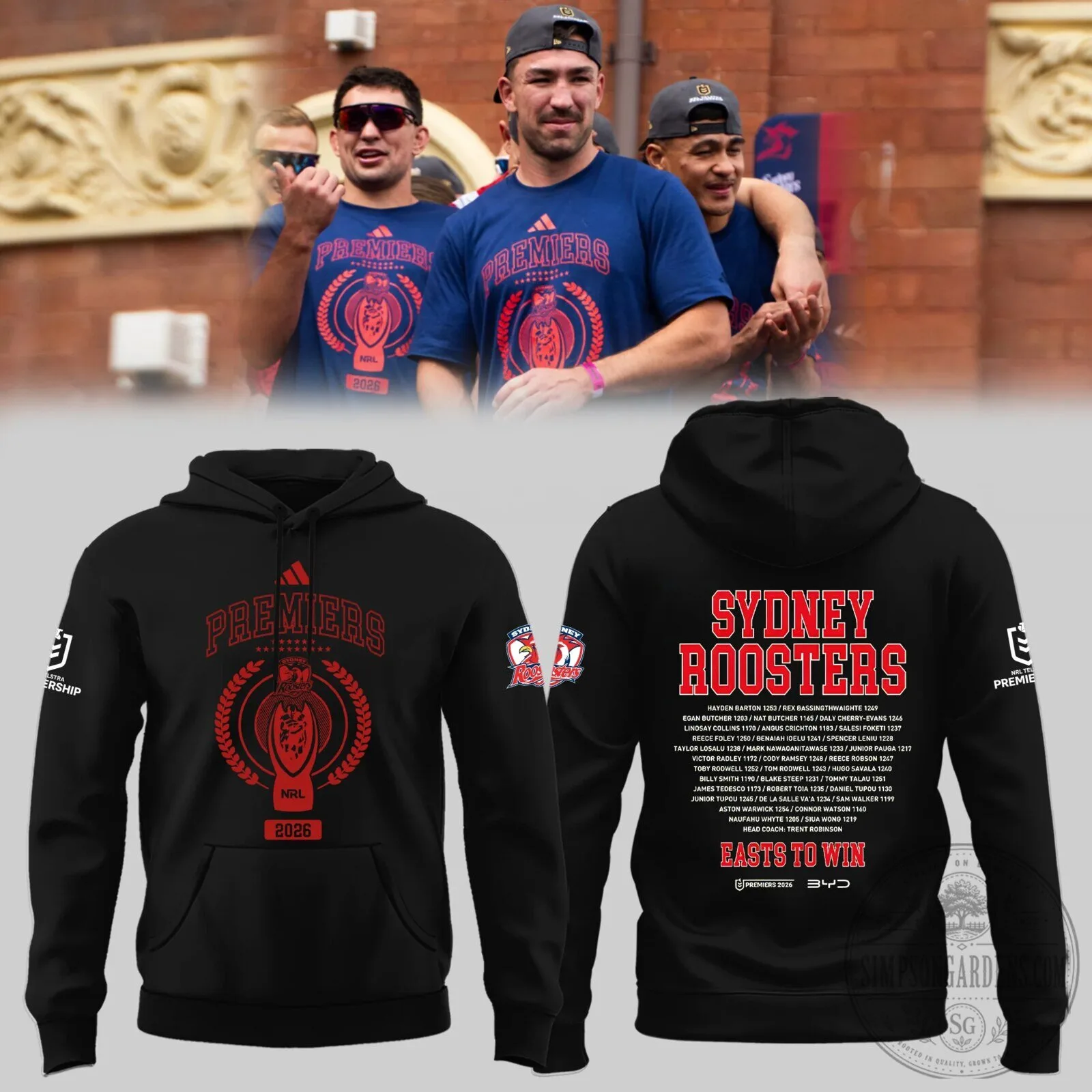 2026 Hoodie of the Sydney Roosters National Rugby League Champions