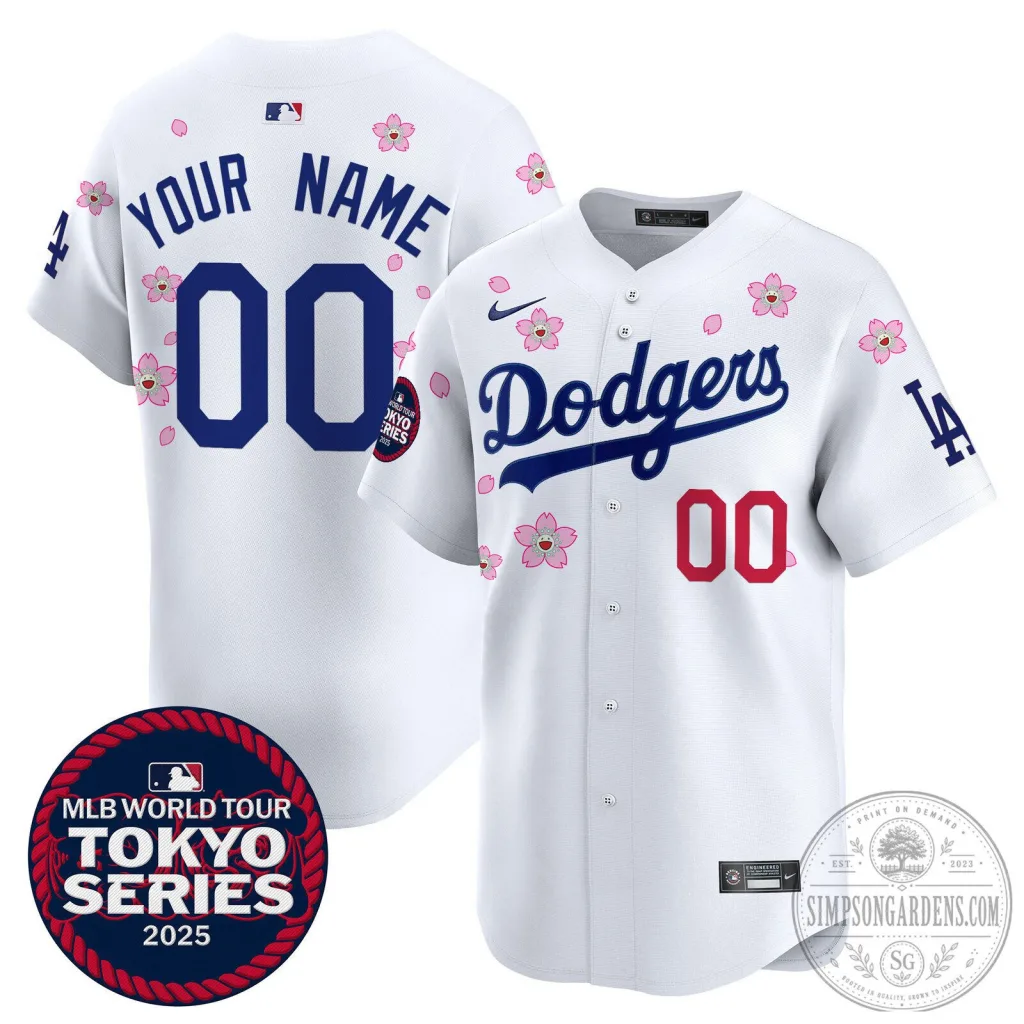 Dodgers Tokyo Series 2025 Baseball Jersey Custom Name Number White Dodgers Tokyo Series 2025 Baseball Jersey Custom Name Number White
