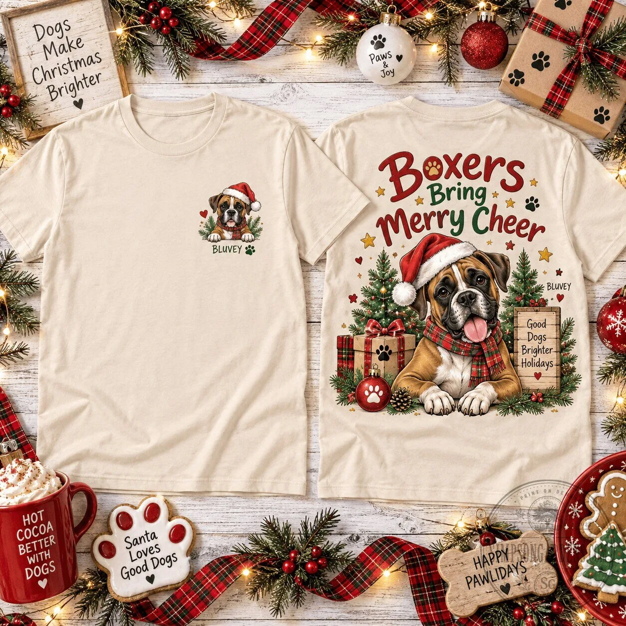 Boxer Dog Merry Cheer Winter Pet Lover Christmas Holiday T-Shirt 1 Boxer Dog Merry Cheer Winter Pet Lover Christmas Holiday T-Shirt
