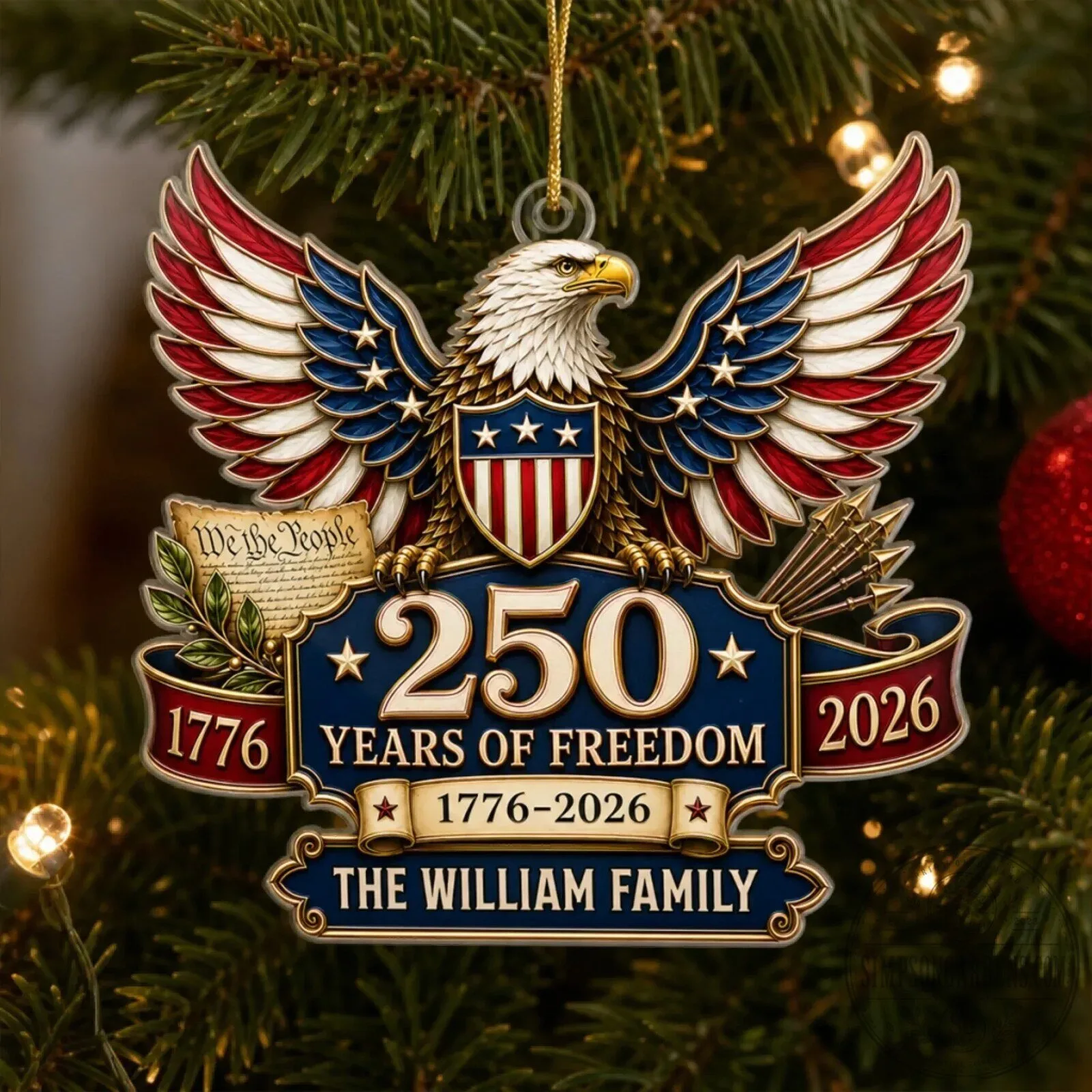America 250th Anniversary We The People Eagle Personalized Christmas Ornament 11 America 250th Anniversary We The People Eagle Personalized Christmas Ornament