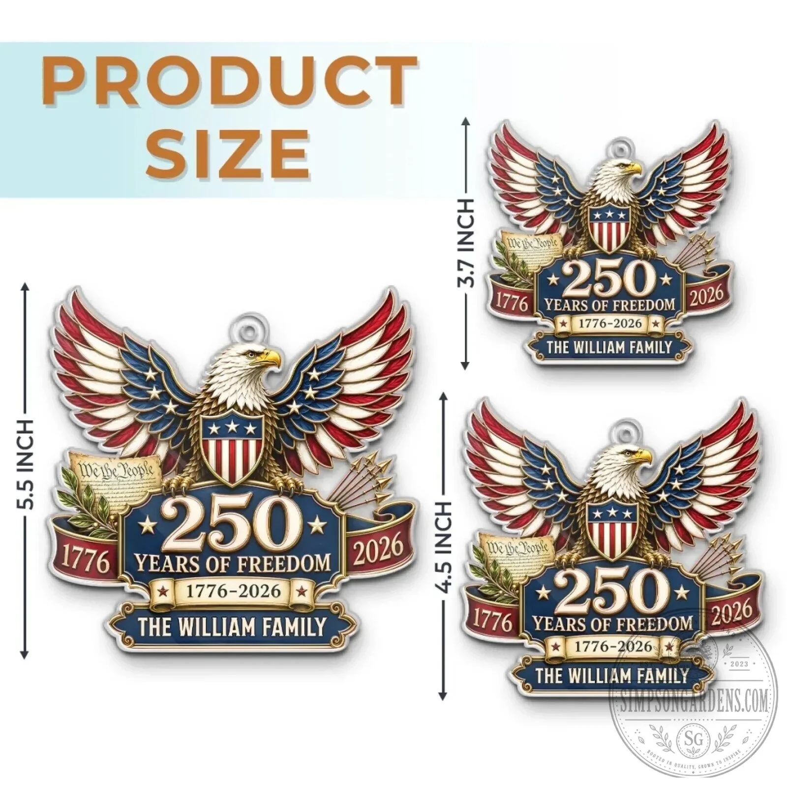 America 250th Anniversary We The People Eagle Personalized Christmas Ornament 14 America 250th Anniversary We The People Eagle Personalized Christmas Ornament