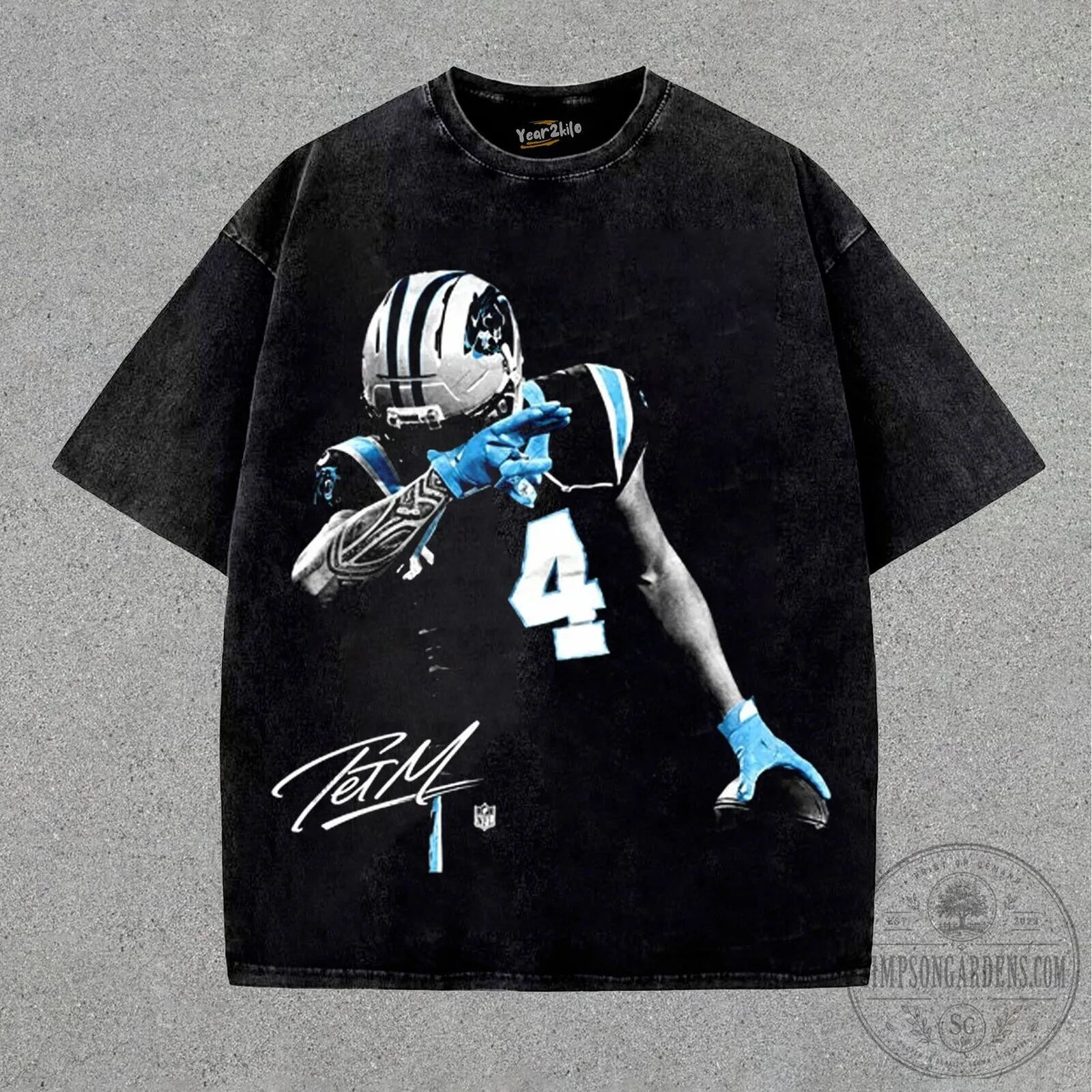 TETAIROA MCMILLAN Dab Celebration Graphic Black Oversized Vintage T-Shirt