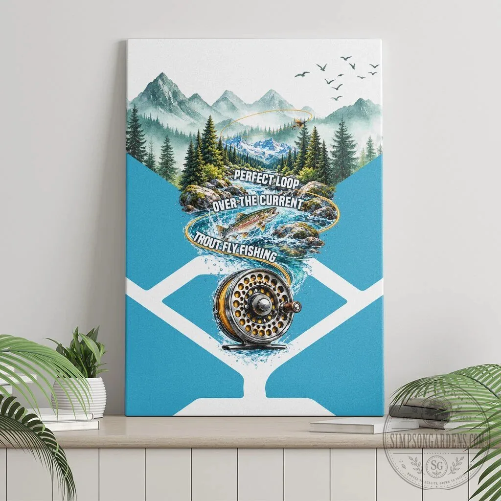 Trout Fly Fishing Perfect Loop Over The Current Mountain Stream Canvas 8 Trout Fly Fishing Perfect Loop Over The Current Mountain Stream Canvas