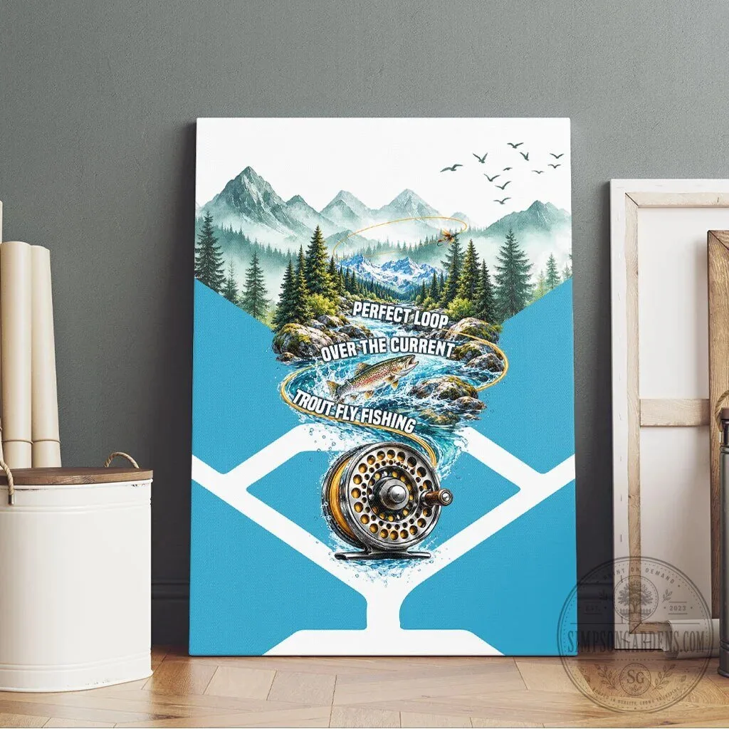 Trout Fly Fishing Perfect Loop Over The Current Mountain Stream Canvas 11 Trout Fly Fishing Perfect Loop Over The Current Mountain Stream Canvas
