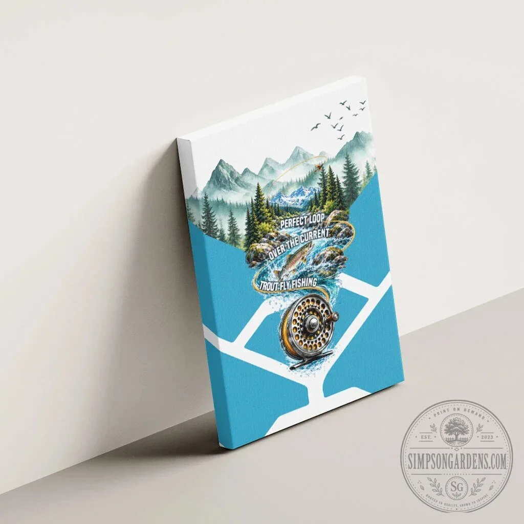 Trout Fly Fishing Perfect Loop Over The Current Mountain Stream Canvas 13 Trout Fly Fishing Perfect Loop Over The Current Mountain Stream Canvas