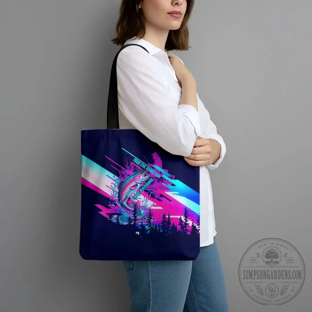 Trout Fly Fishing Born To Cast Vibrant Neon Cyberpunk Abstract Rainbow Trout Tote Bag 11 Trout Fly Fishing Born To Cast Vibrant Neon Cyberpunk Abstract Rainbow Trout Tote Bag