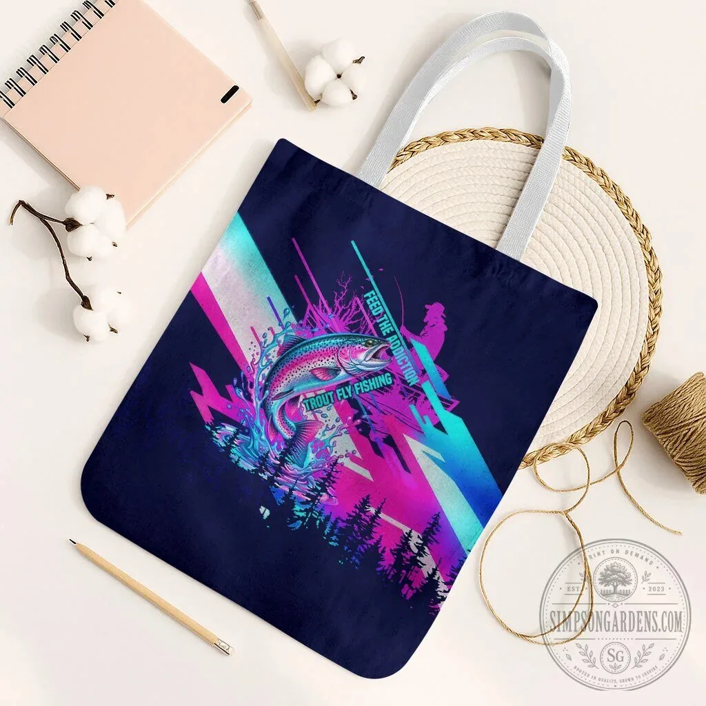 Trout Fly Fishing Born To Cast Vibrant Neon Cyberpunk Abstract Rainbow Trout Tote Bag 13 Trout Fly Fishing Born To Cast Vibrant Neon Cyberpunk Abstract Rainbow Trout Tote Bag