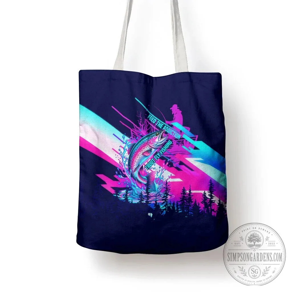Trout Fly Fishing Born To Cast Vibrant Neon Cyberpunk Abstract Rainbow Trout Tote Bag 14 Trout Fly Fishing Born To Cast Vibrant Neon Cyberpunk Abstract Rainbow Trout Tote Bag