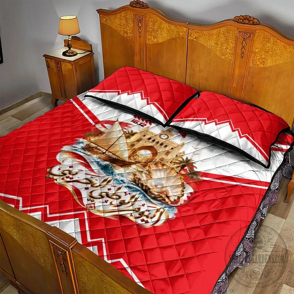 Bahrain National Day Cultural Flag Emblem Vintage Collage Quilt Bed Set 10 Bahrain National Day Cultural Flag Emblem Vintage Collage Quilt Bed Set