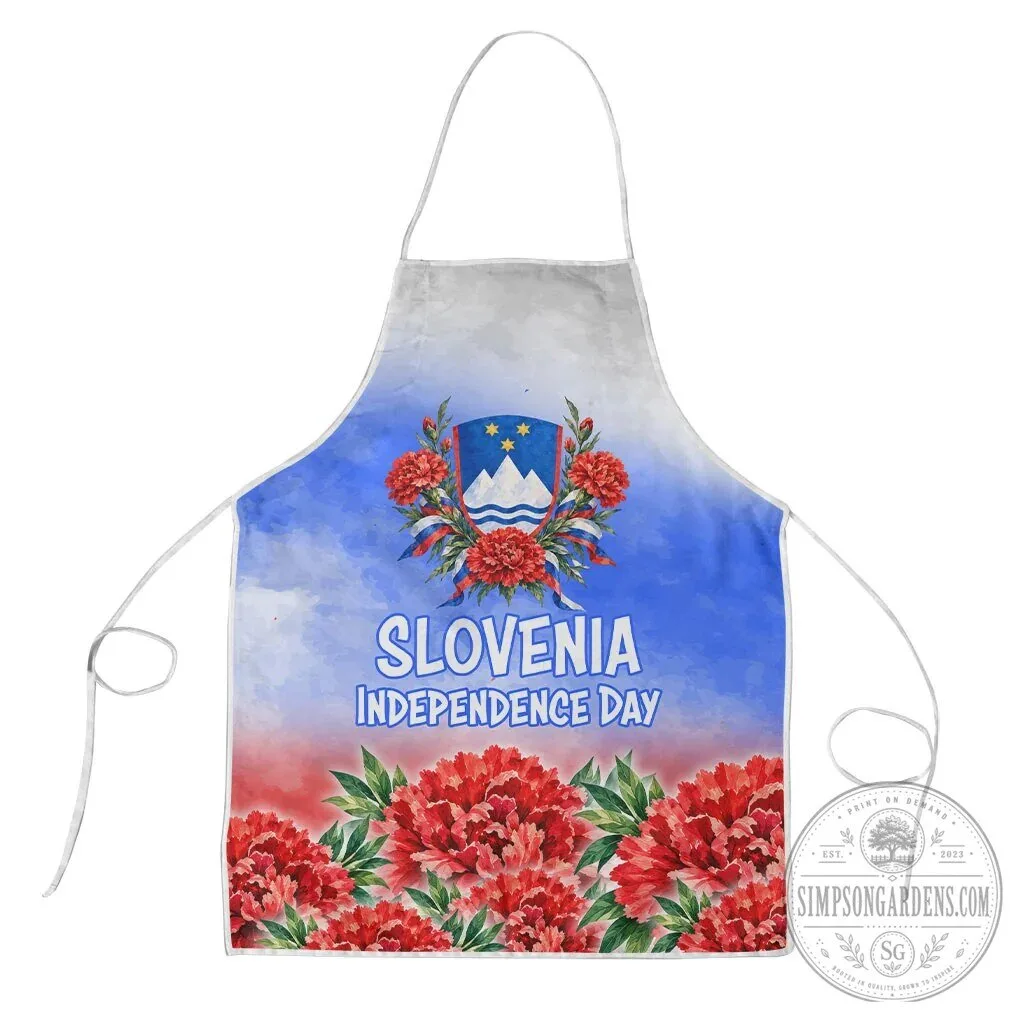 Slovenia Independence Day Red Carnation Emblem Patriotic Apron 6 Slovenia Independence Day Red Carnation Emblem Patriotic Apron
