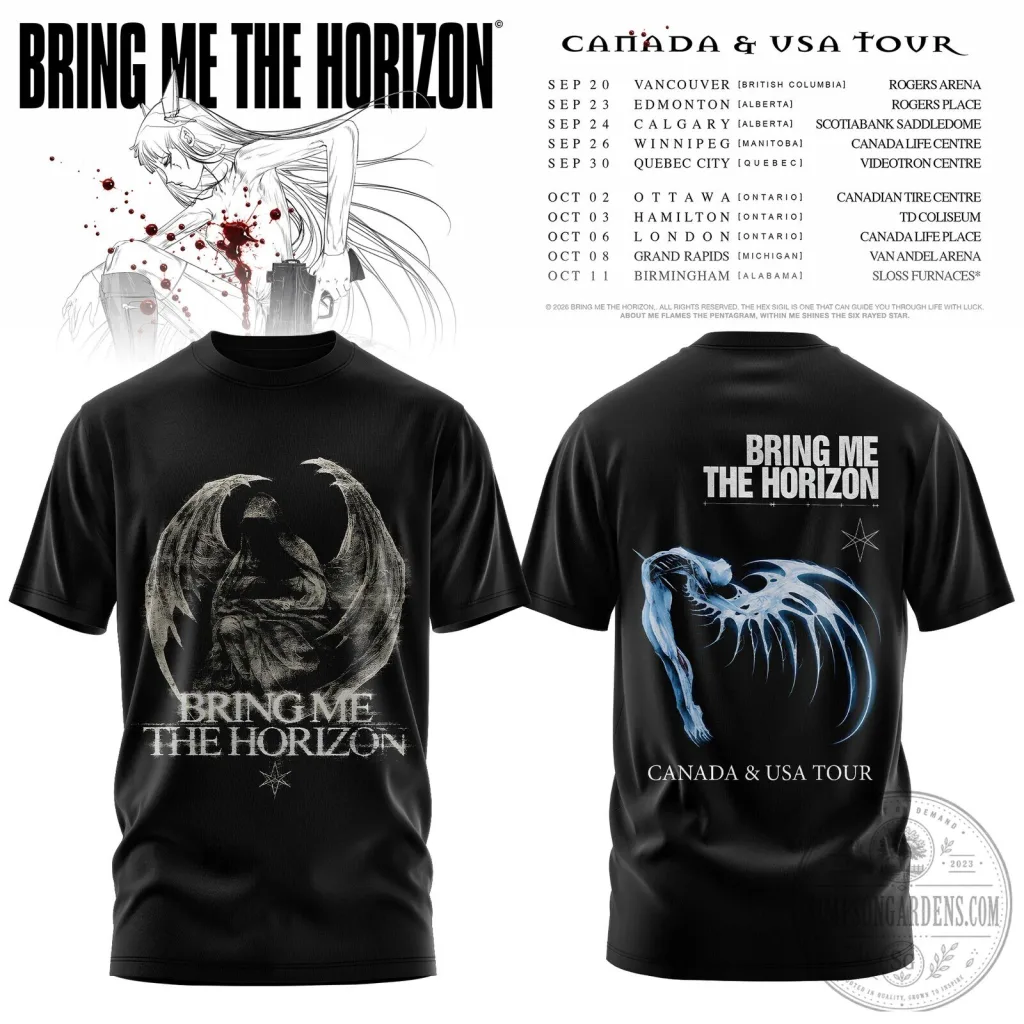 Bring Me The Horizon Canada and USA Tour 2026 Black Band t-shirt Bring Me The Horizon Canada and USA Tour 2026 Black Band t-shirt