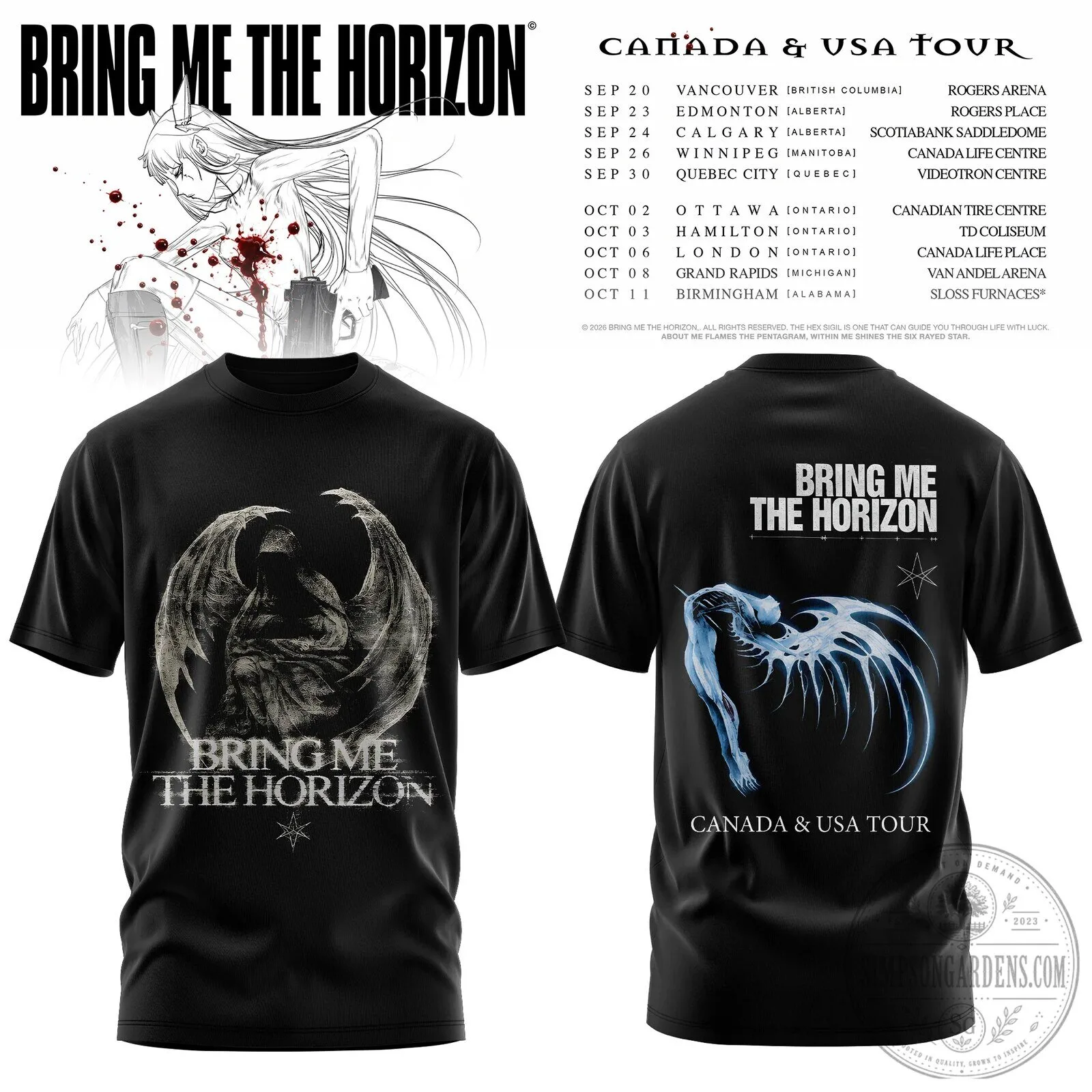 Bring Me The Horizon Canada and USA Tour 2026 Black Band t-shirt 5 Bring Me The Horizon Canada and USA Tour 2026 Black Band t-shirt