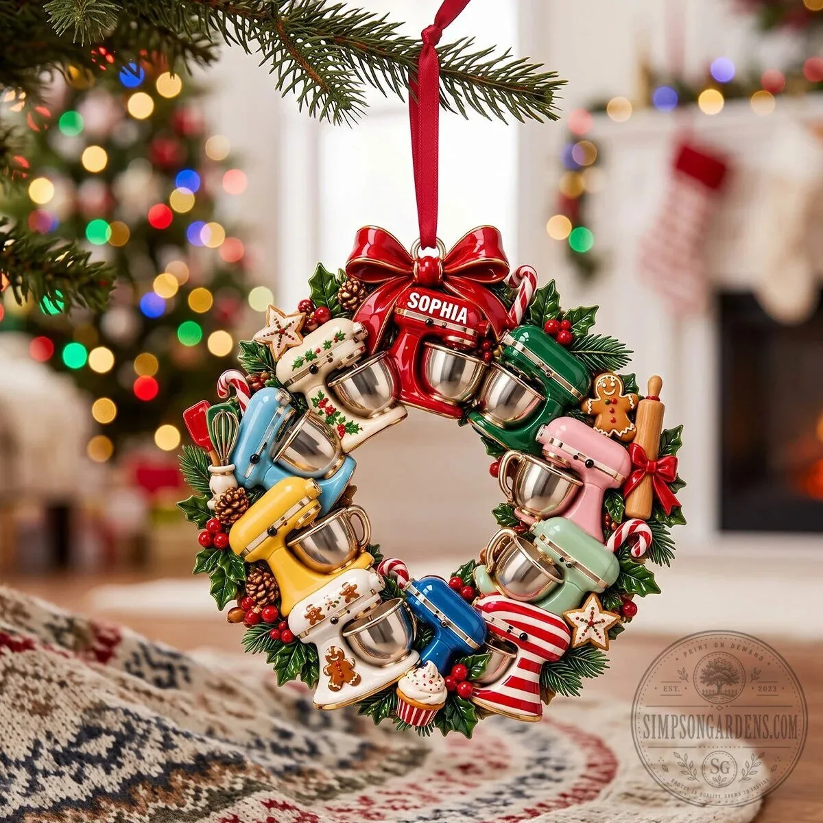 Personalized Baking Mixer Wreath Christmas Tree Ornament 1 Personalized Baking Mixer Wreath Christmas Tree Ornament