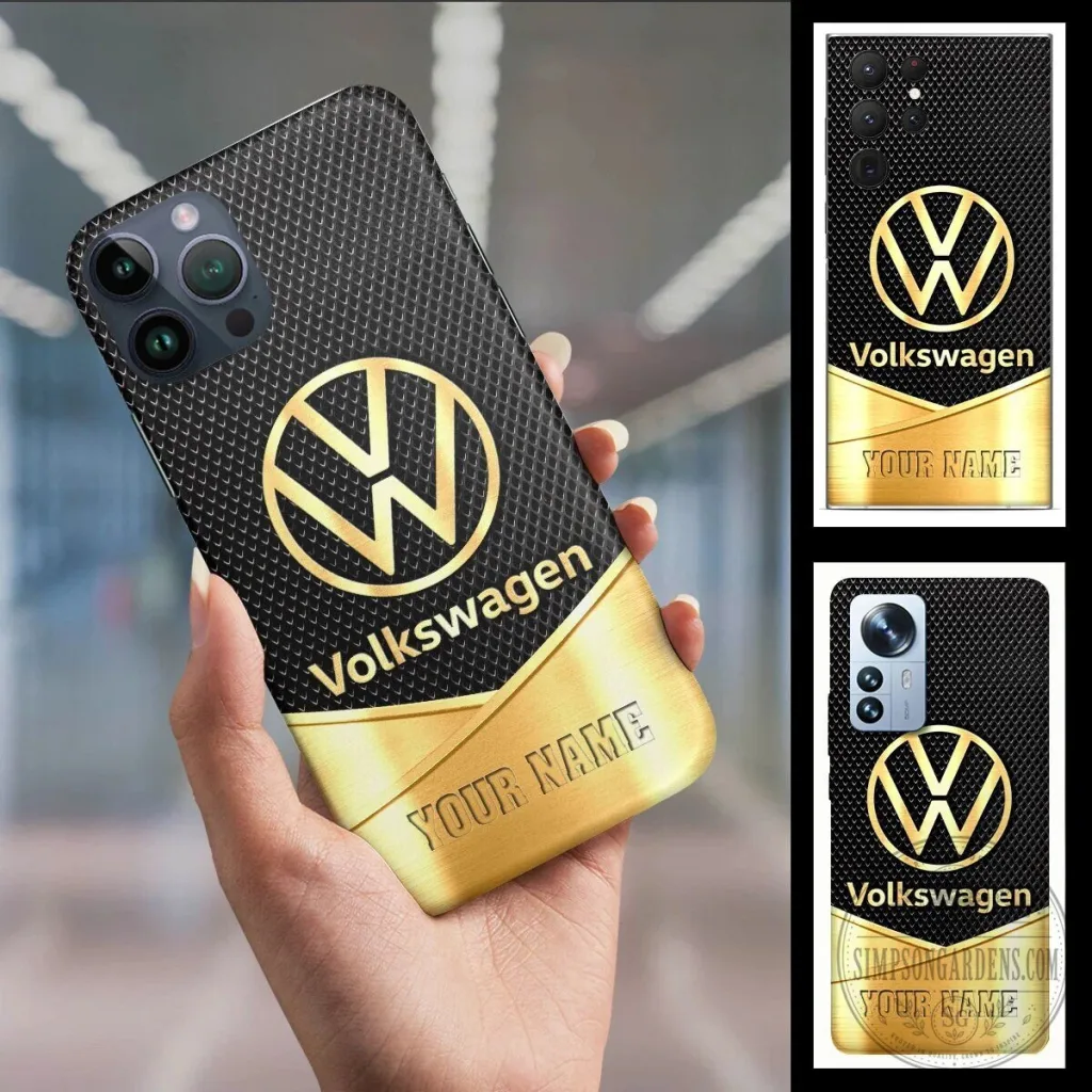 Volkswagen Gold Logo Custom Name Black Textured Phone Case for iPhone and Samsung Volkswagen Gold Logo Custom Name Black Textured Phone Case for iPhone and Samsung