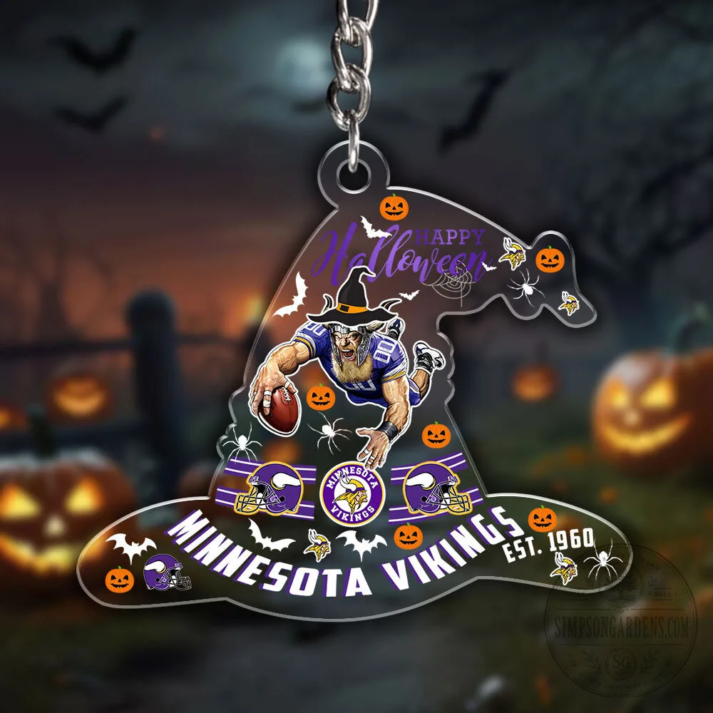 Minnesota Vikings Halloween Witch Hat Football Player Acrylic Keychain