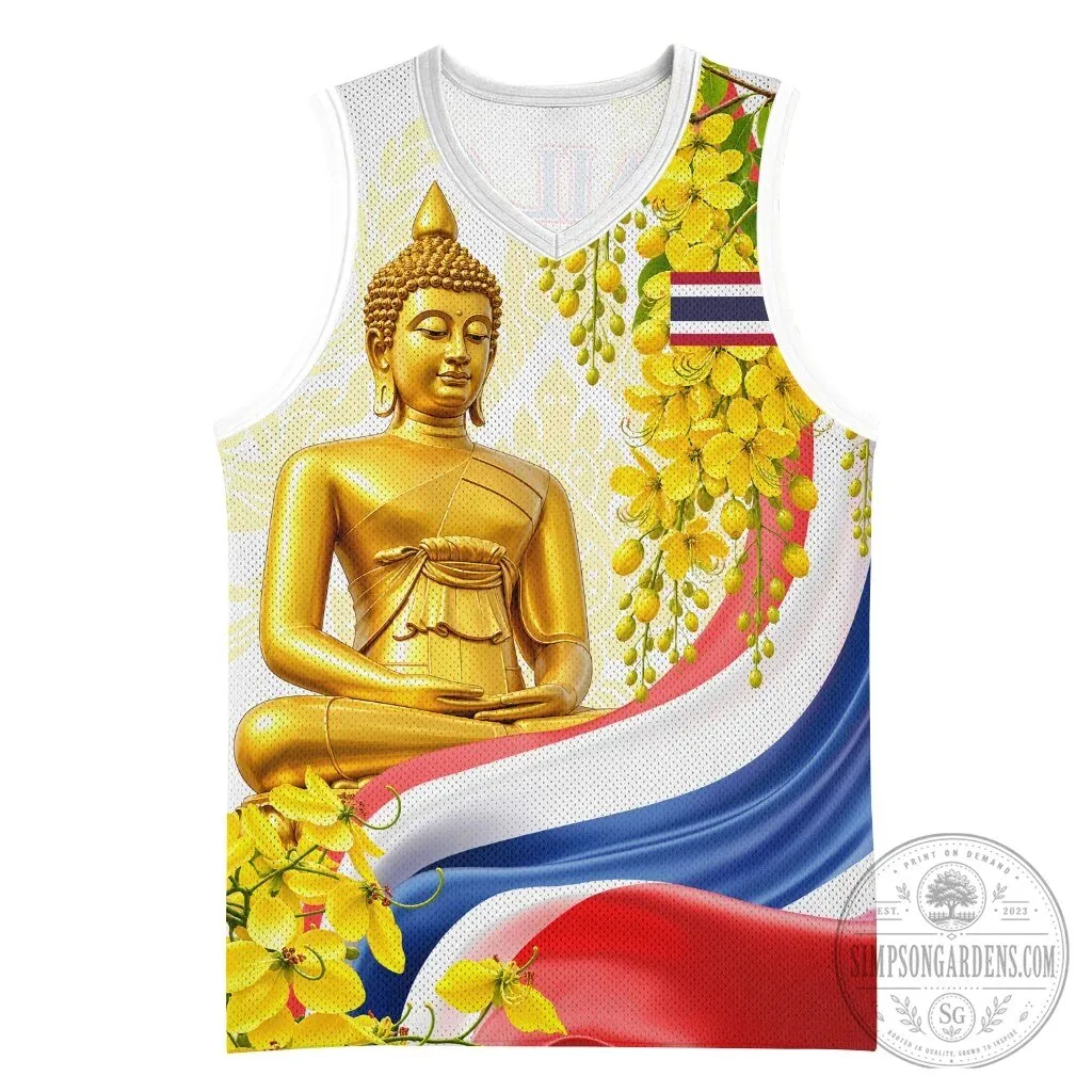 Golden Buddha Elephant Thailand Flag Yellow Flowers Basketball Jersey 2 Golden Buddha Elephant Thailand Flag Yellow Flowers Basketball Jersey